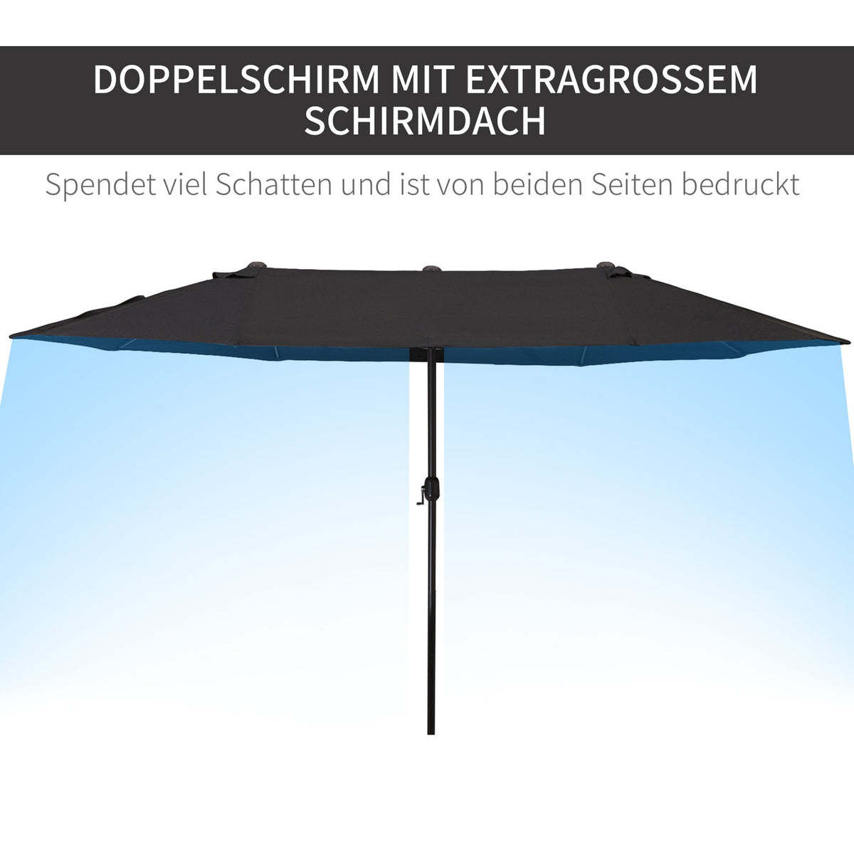 Parasol Garden Umbrella Market Umbrella Double Parasol Patio Umbrella with Hand Crank Black Oval 460 x 270 x 240 cm