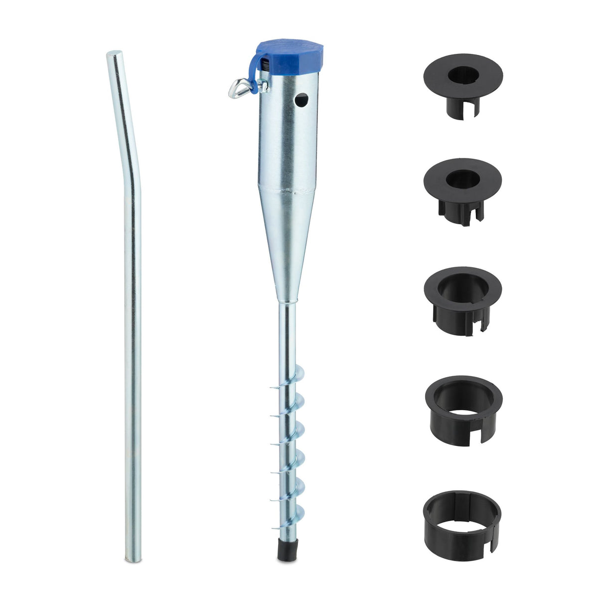 Parasol Ground Anchor – Steel Lawn Spike with Adapters