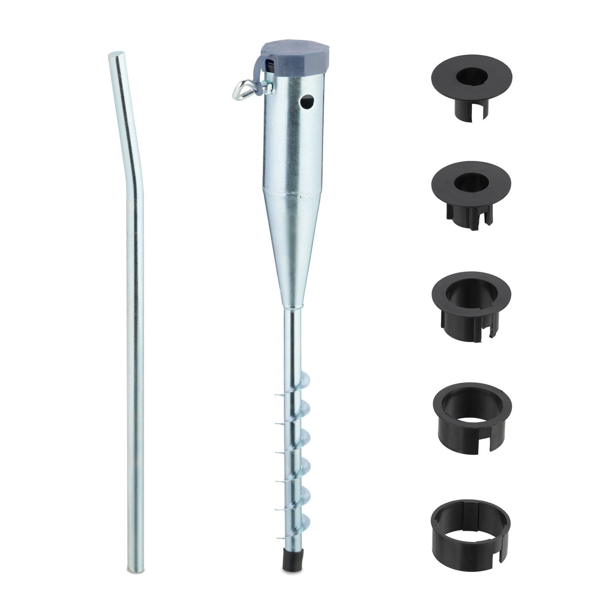 Parasol Ground Anchor – Steel Lawn Spike with Adapters