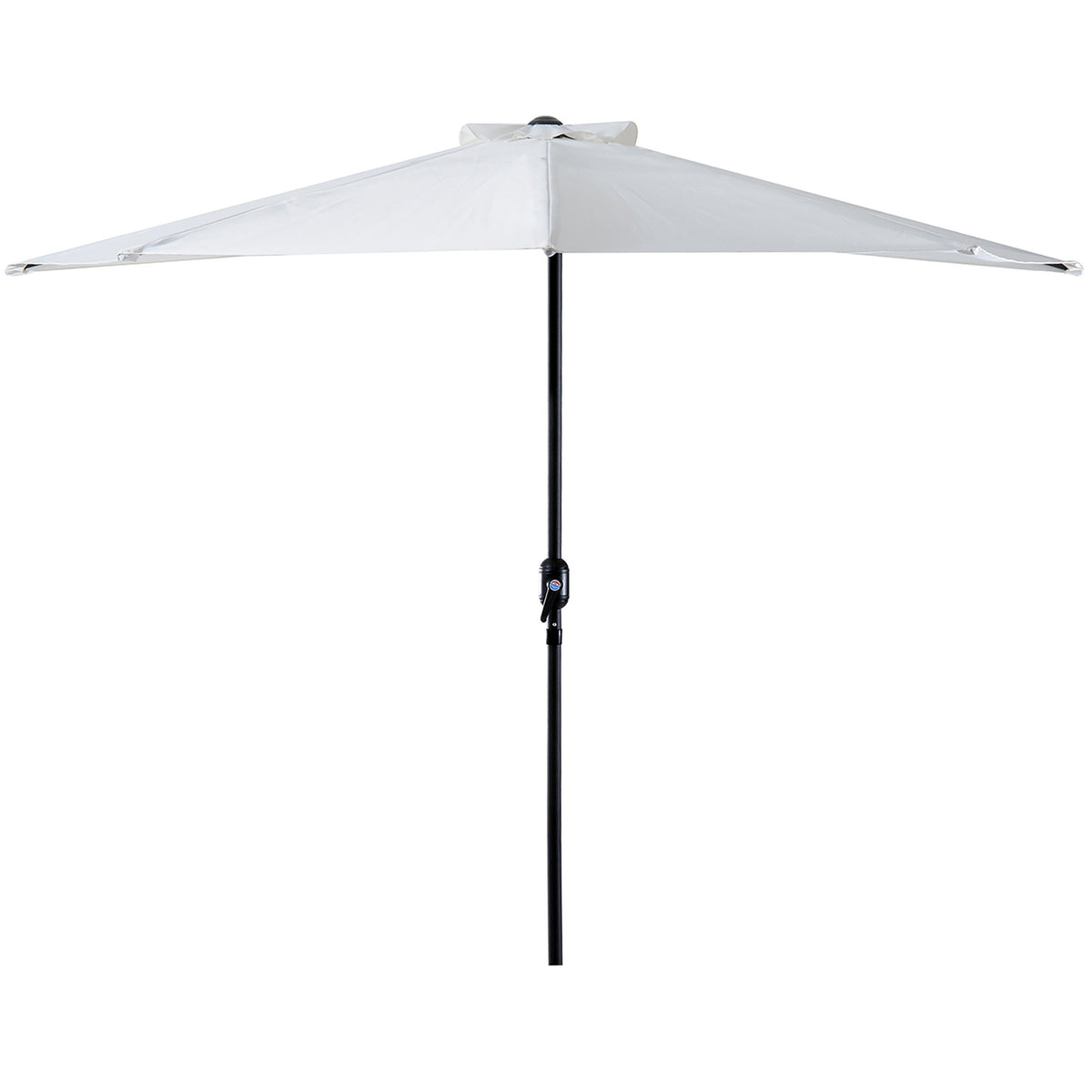 Parasol Half Round Crank Umbrella, Metal, Cream White + Black