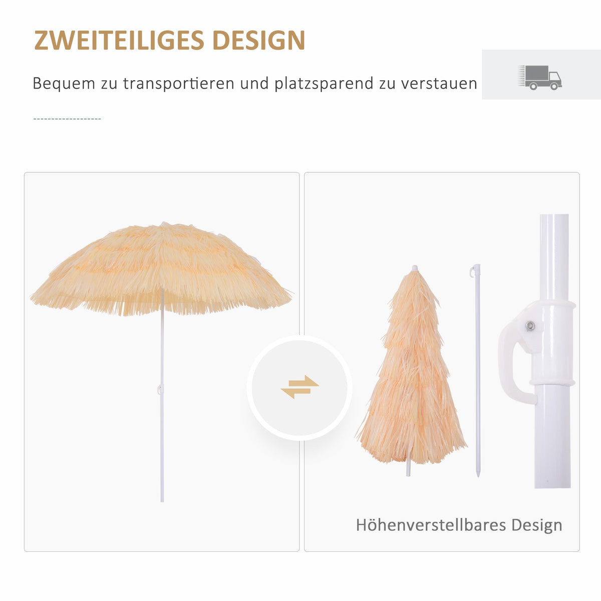 Parasol Hawaiian Umbrella Beach Umbrella Party Umbrella Garden Umbrella In Various Colors 4 Models (Hawaiian Umbrella/Ø160Cm/Beige)