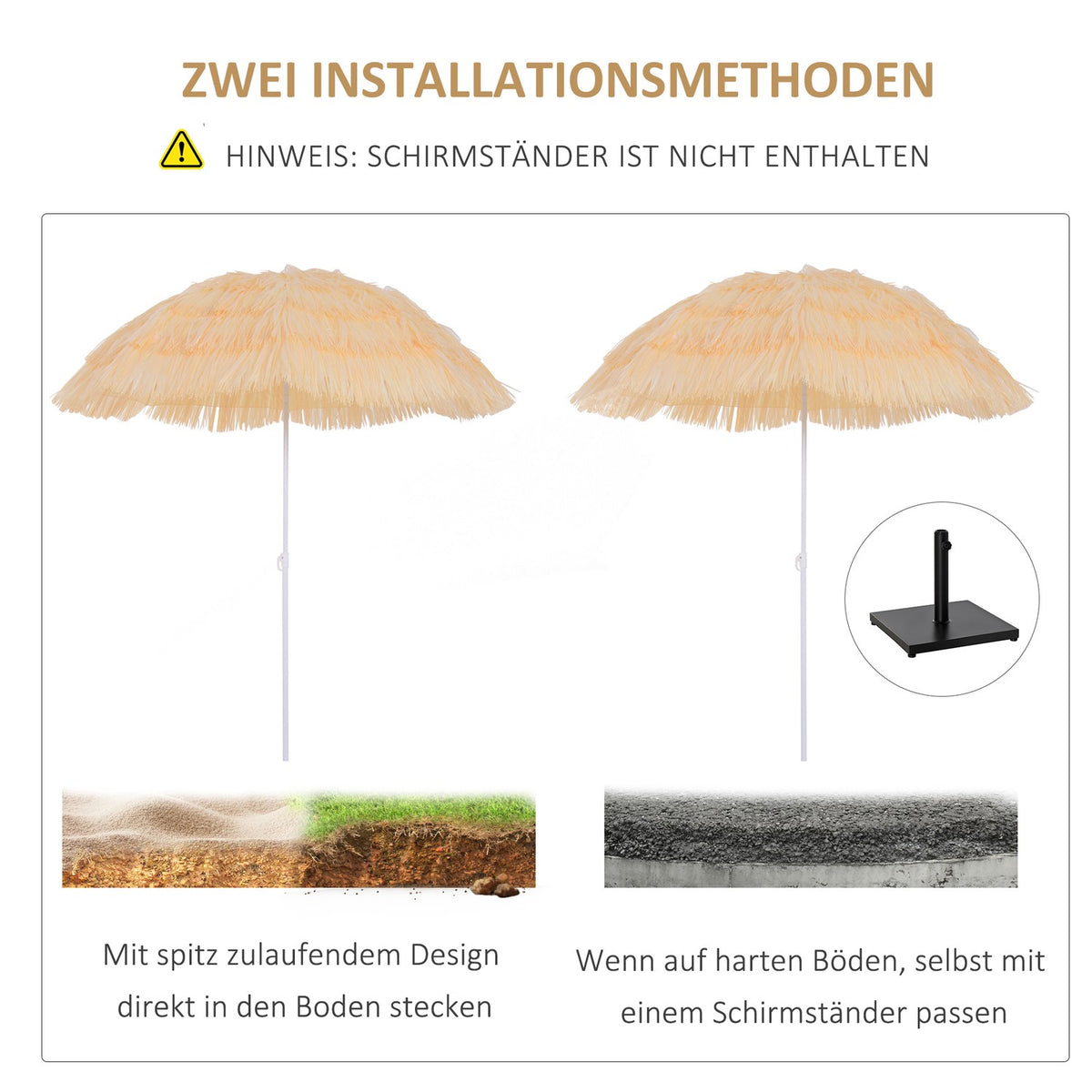 Parasol Hawaiian Umbrella Beach Umbrella Party Umbrella Garden Umbrella In Various Colors 4 Models (Hawaiian Umbrella/Ø160Cm/Beige)