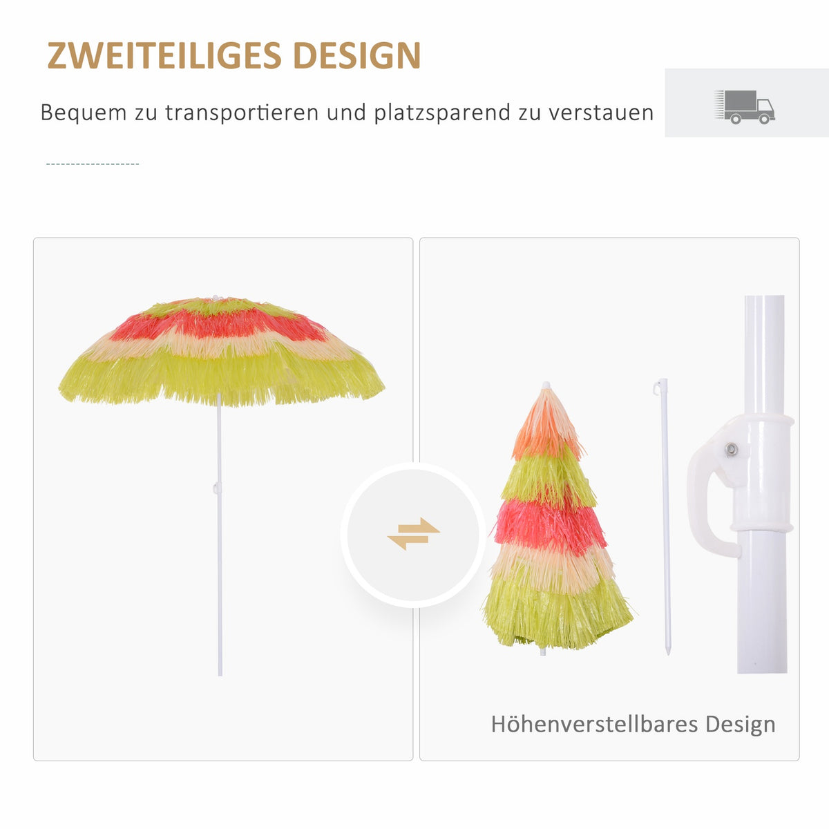Parasol Hawaiian Umbrella Beach Umbrella Party Umbrella Garden Umbrella In Various Colors 4 Models (Hawaiian Umbrella/Ø160Cm/Colourful)
