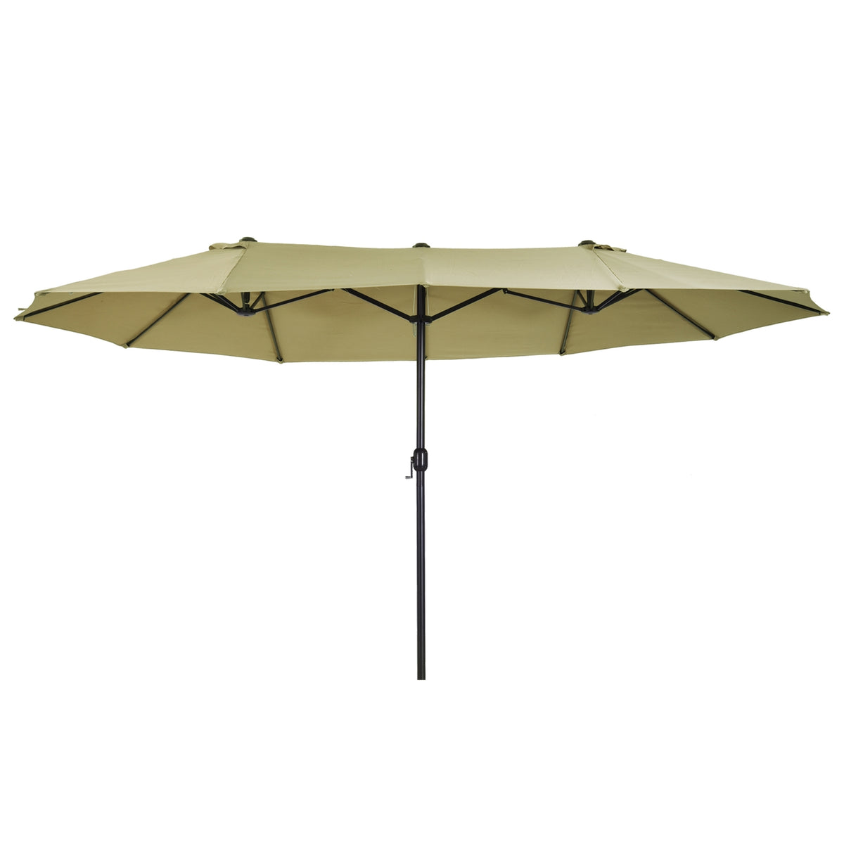 Parasol Market Umbrella Double Parasol With Hand Crank Light Coffee Oval 460 X 270 X 240 Cm