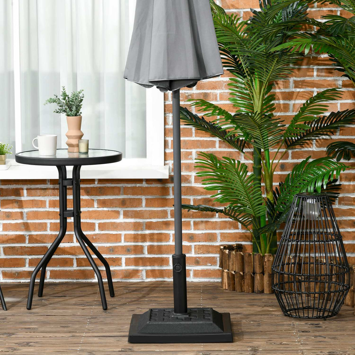 Parasol Stand 12 Kg Umbrella Base For Ø32/38/48 Mm Poles, Umbrella Stand For Garden, Balcony, Resin, Black 44 X 44 X 33 Cm