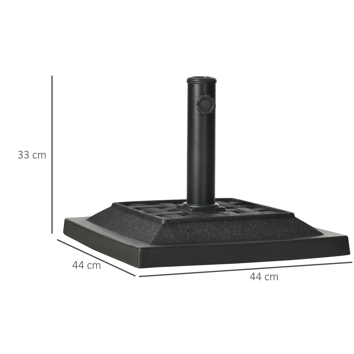 Parasol Stand 12 Kg Umbrella Base For Ø32/38/48 Mm Poles, Umbrella Stand For Garden, Balcony, Resin, Black 44 X 44 X 33 Cm
