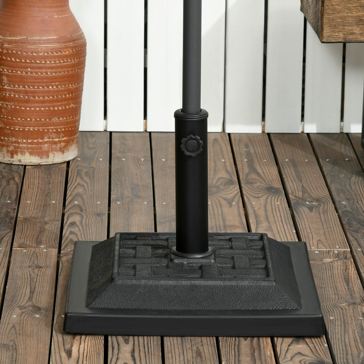 Parasol Stand 12 Kg Umbrella Base For Ø32/38/48 Mm Poles, Umbrella Stand For Garden, Balcony, Resin, Black 44 X 44 X 33 Cm