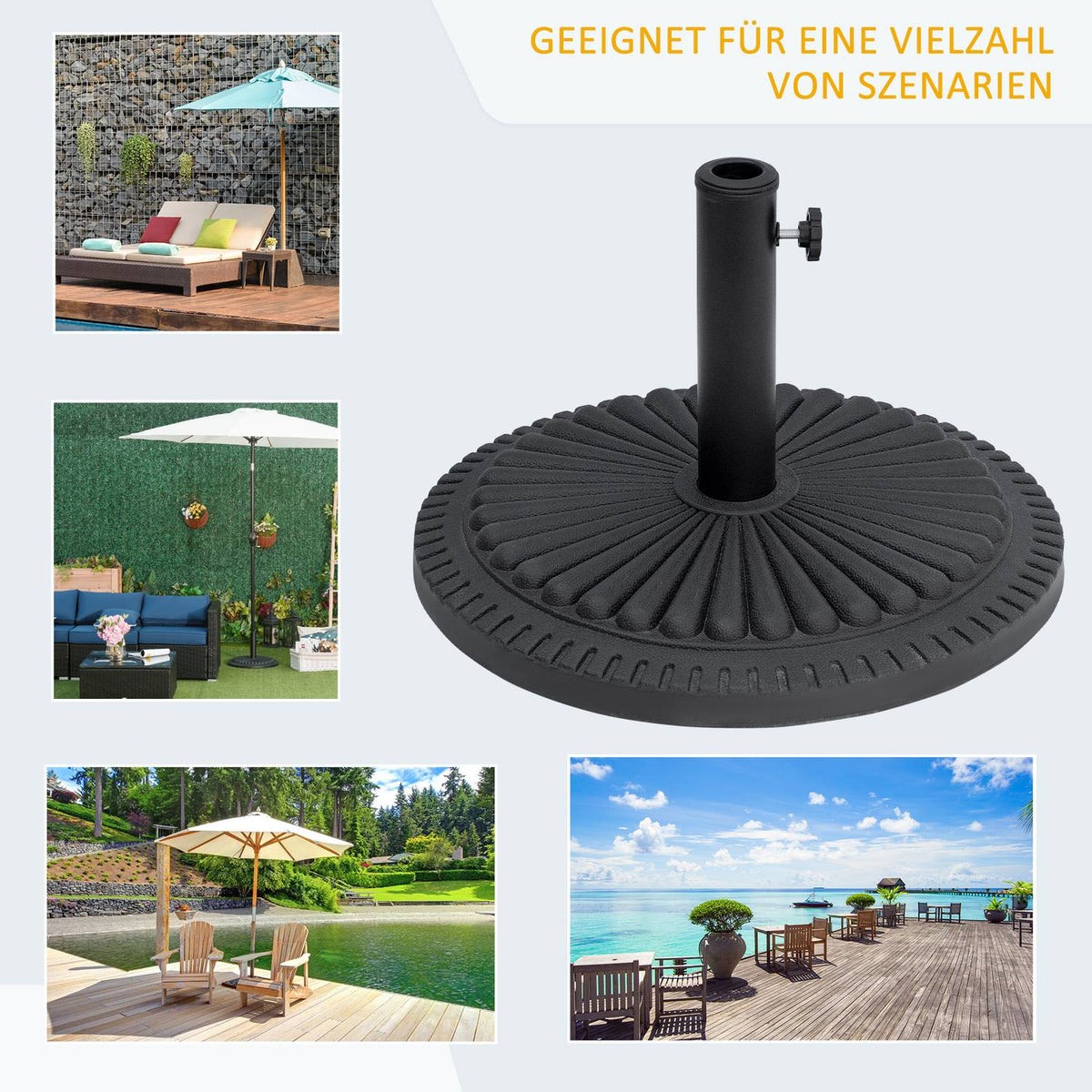 Parasol Stand 14 Kg Umbrella Stand For Parasol Round Umbrella Poles 35-48 Mm Parasol Base For Garden Terrace Cement Ø49 Cm