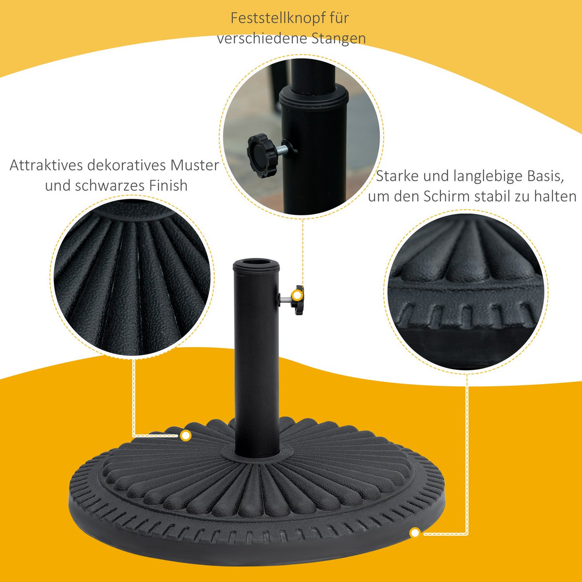 Parasol Stand 14 Kg Umbrella Stand For Parasol Round Umbrella Poles 35-48 Mm Parasol Base For Garden Terrace Cement Ø49 Cm