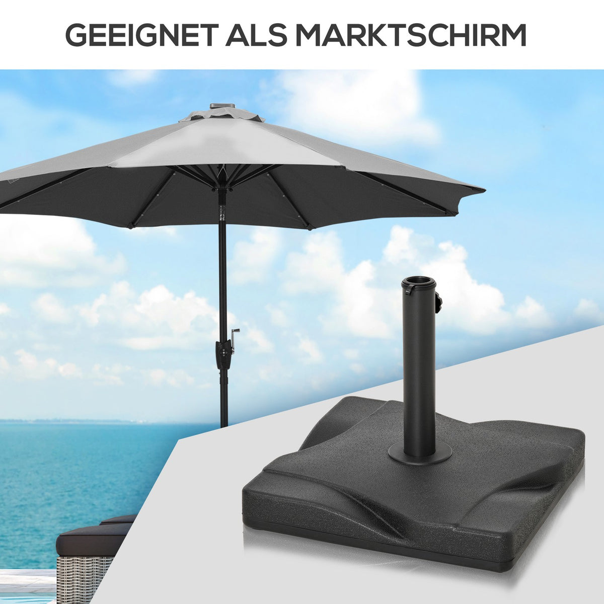 Parasol Stand 20 Kg Umbrella Stand For Parasol Umbrella Poles 30-38 Mm Parasol Base For Garden Patio Cement 41.5X41.5