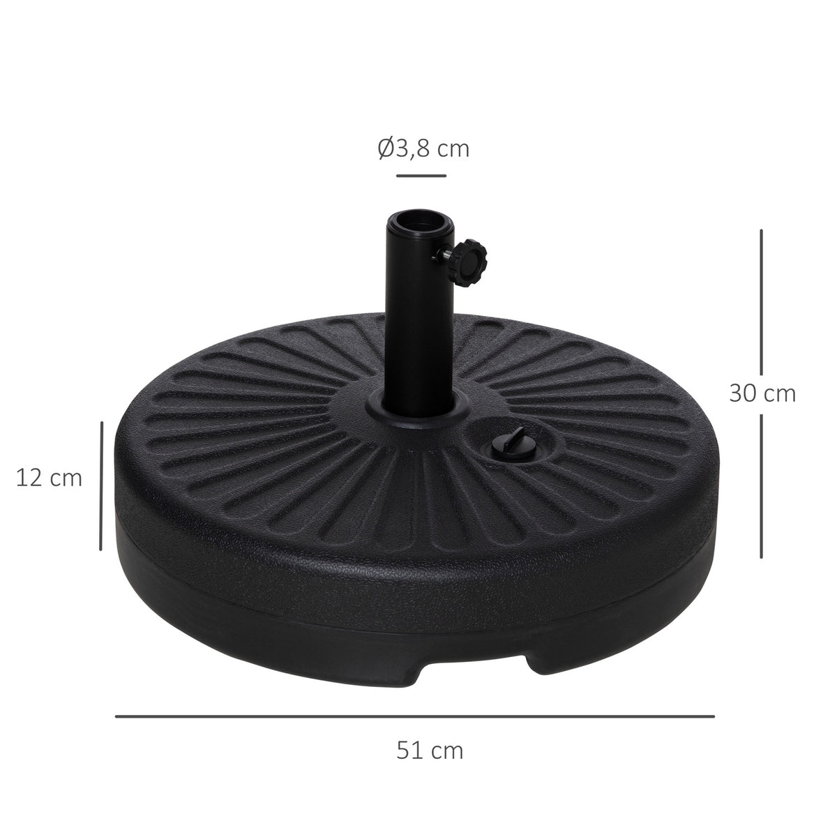 Parasol Stand 21-26Kg For Ø38Mm Cement Black Ø51X30Hcm
