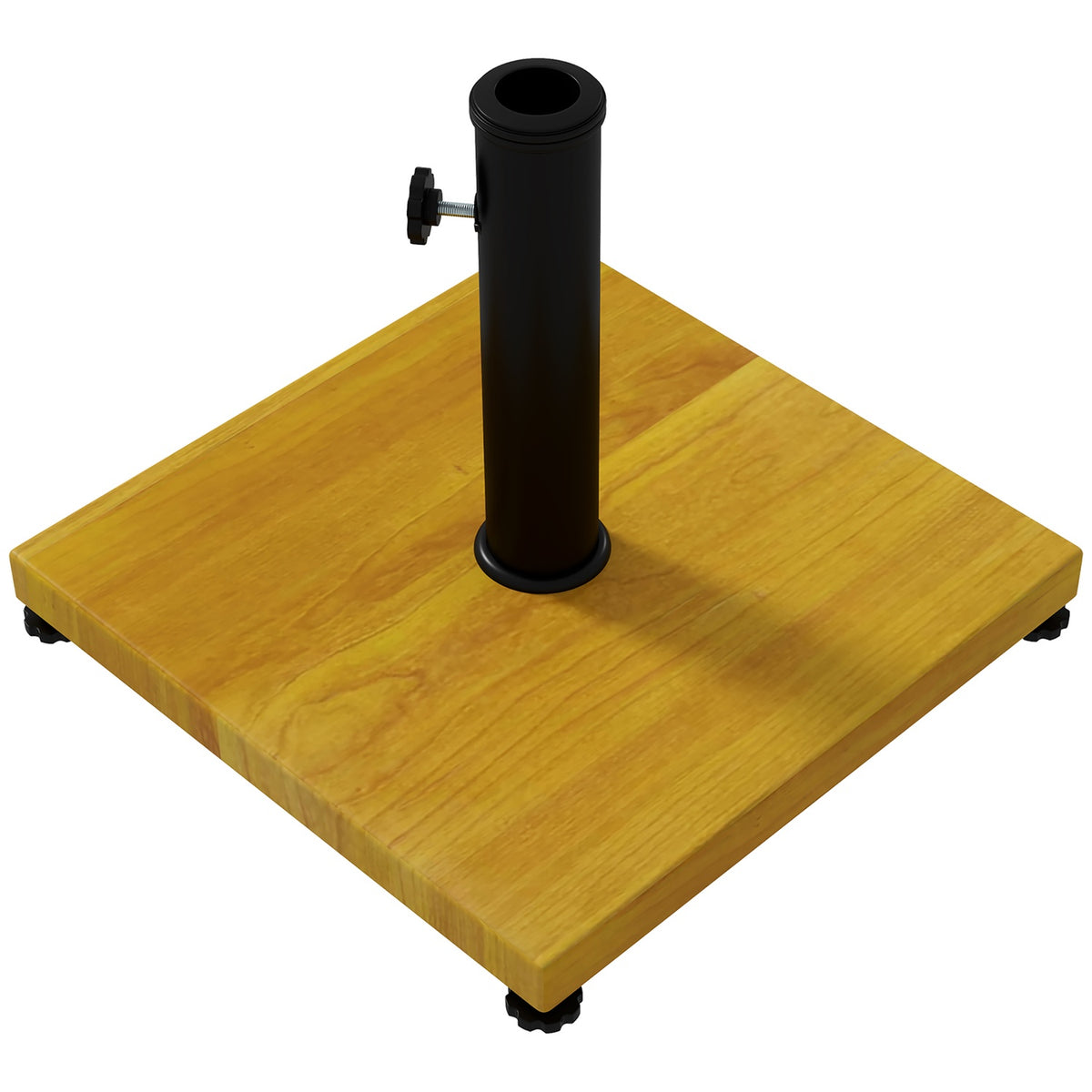 Parasol Stand 25 Kg Parasol Base With Adjustable Foot Pads, With Wood Look For Pole Diameter Ø34/38/48 Mm, Cement, Yellow