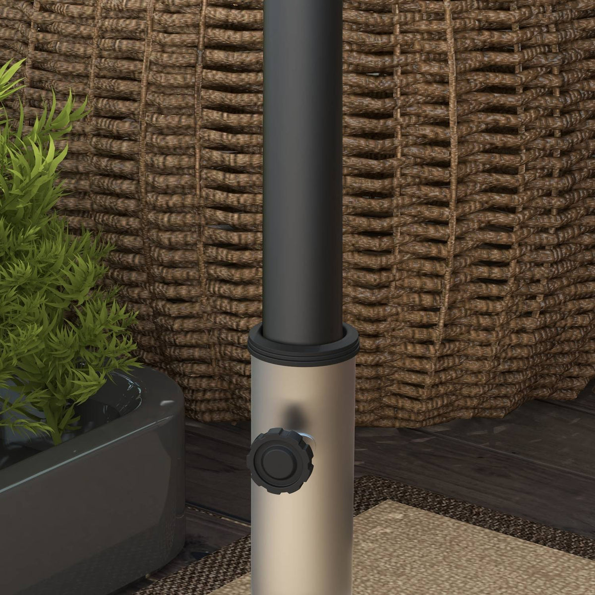 Parasol Stand 38.5 Kg Parasol Base For Pole Diameter Ø 32/38/48 Mm, Umbrella Stand With Wheels For Garden, Balcony, Granite, Gray 45 X 45 X 39 Cm