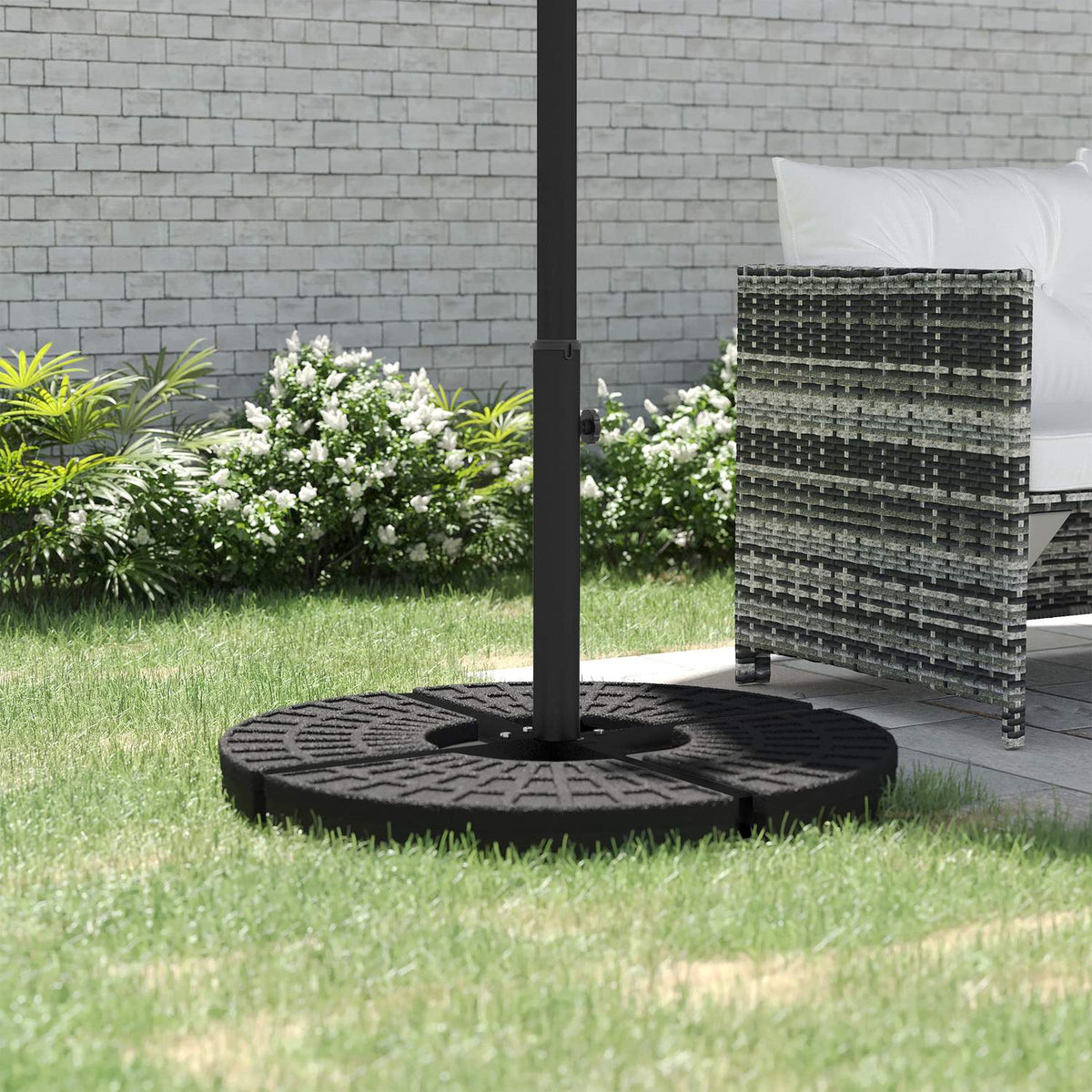 Parasol Stand 4 Kg Umbrella Stand Cross Stand For Pole Diameter Ø38 To 48 Mm Cantilever Umbrella, Black 100 X 100 X 75 Cm