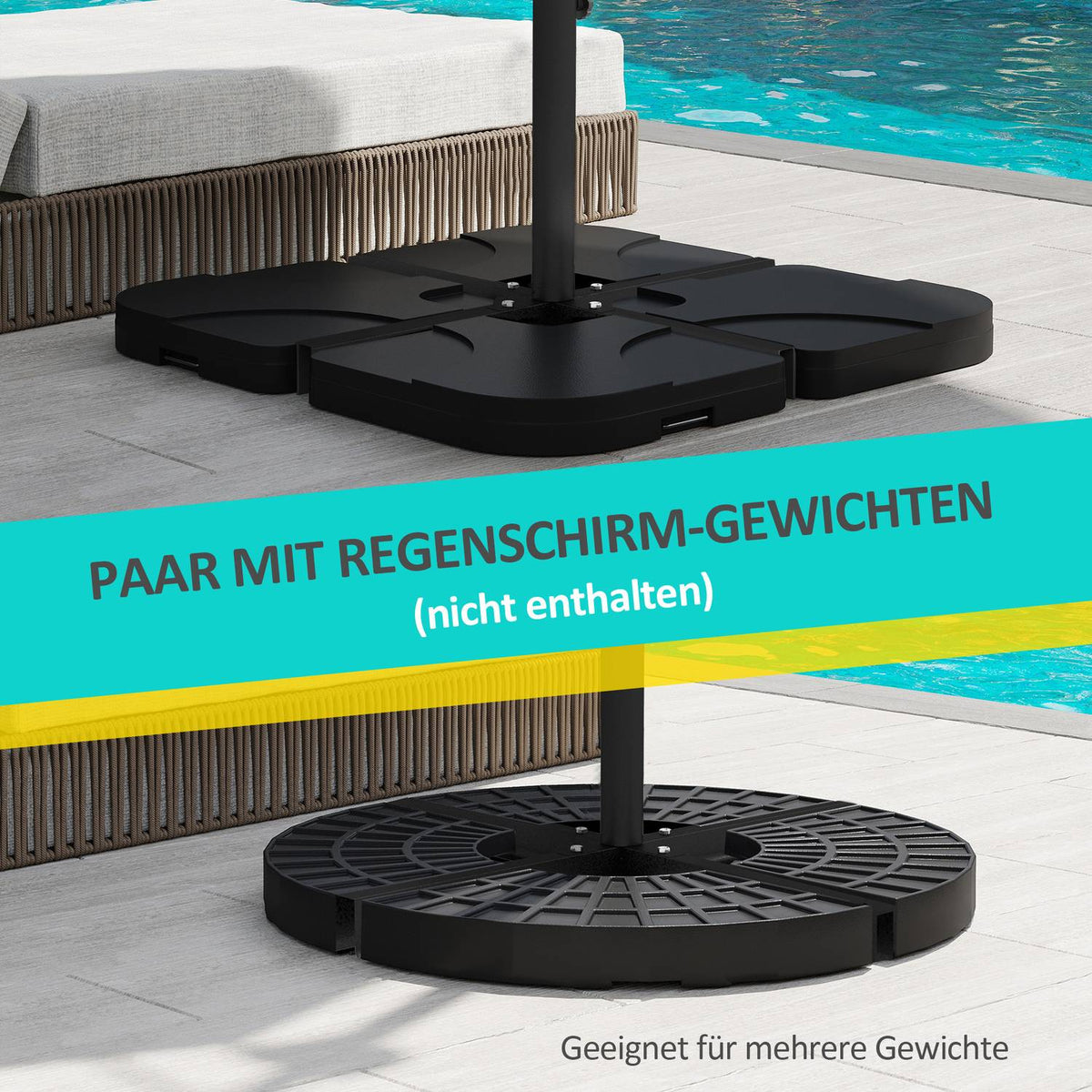 Parasol Stand 4 Kg Umbrella Stand Cross Stand For Pole Diameter Ø38 To 48 Mm Cantilever Umbrella, Black 100 X 100 X 75 Cm