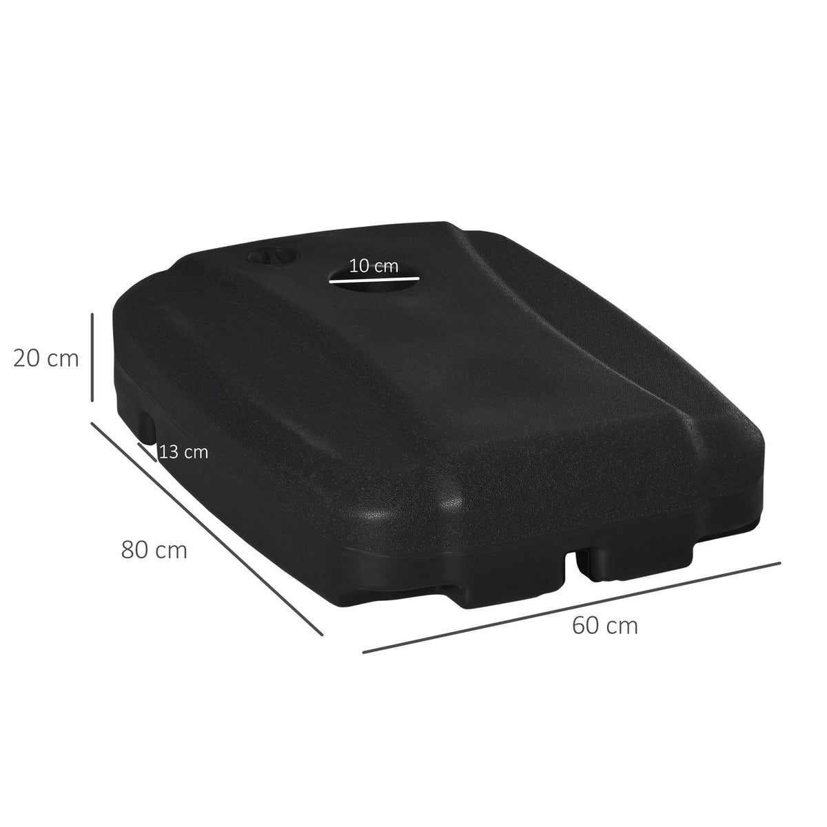 Parasol Stand Can Be Filled Up To 100Kg, For Cantilever Parasol With Cross Base, 80X60X20Cm, For Garden