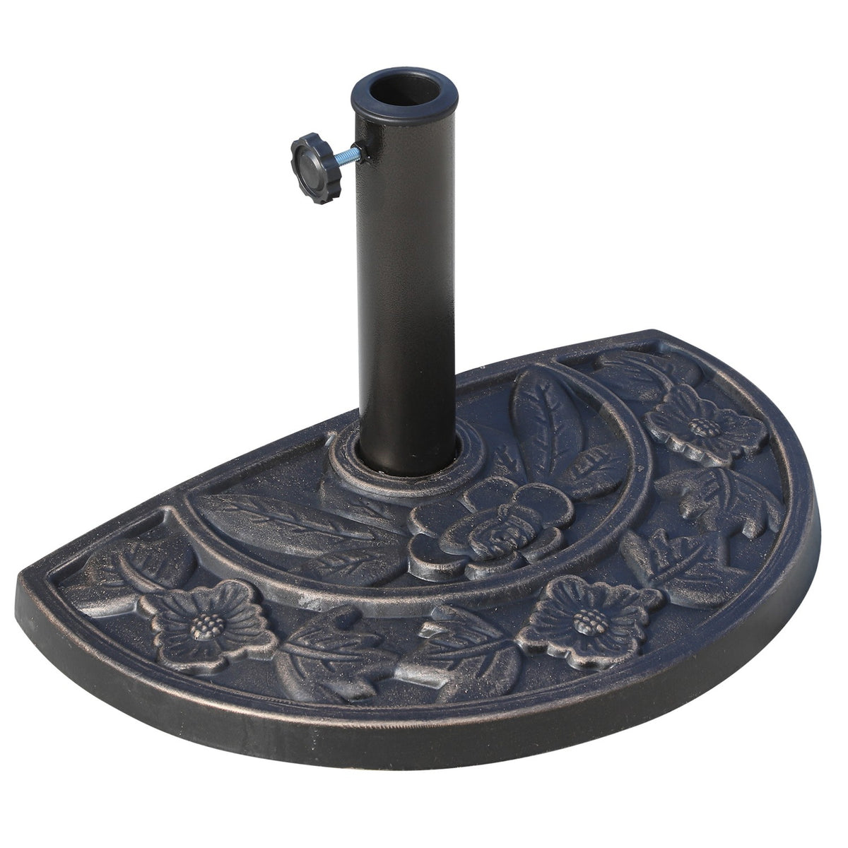 Parasol Stand Umbrella Base Half Round Resin + Stainless Steel Bronze Color 50 X 31 X 32 Cm (Model 3)
