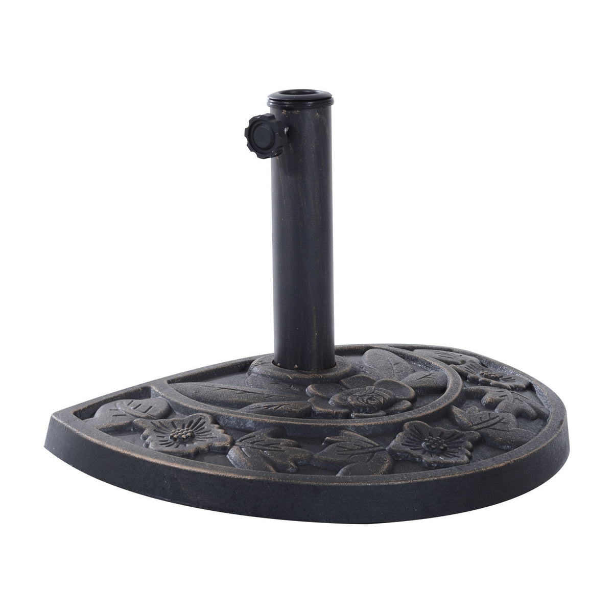 Parasol Stand Umbrella Base Half Round Resin + Stainless Steel Bronze Color 50 X 31 X 32 Cm (Model 3)