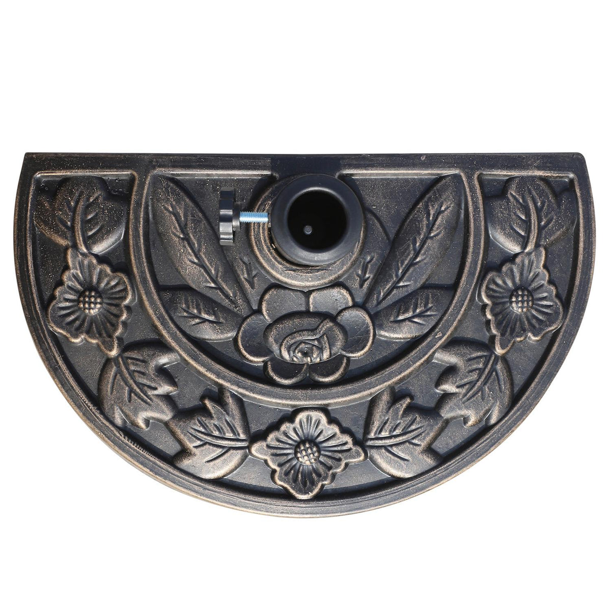 Parasol Stand Umbrella Base Half Round Resin + Stainless Steel Bronze Color 50 X 31 X 32 Cm (Model 3)