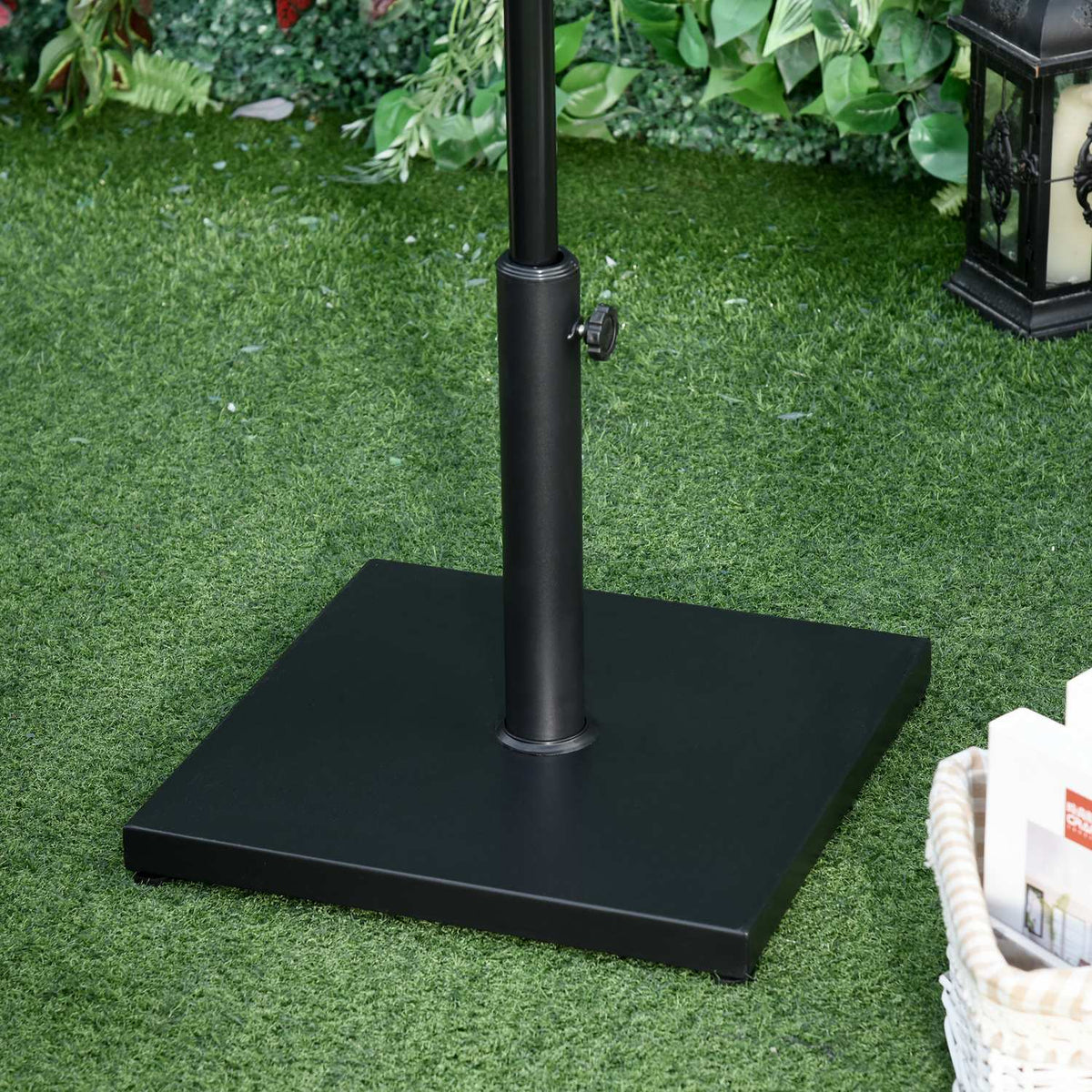 Parasol Stand Umbrella Holder, Umbrella Base, For Ø35/38/48 Mm, Metal, Black, 45X45X39 Cm