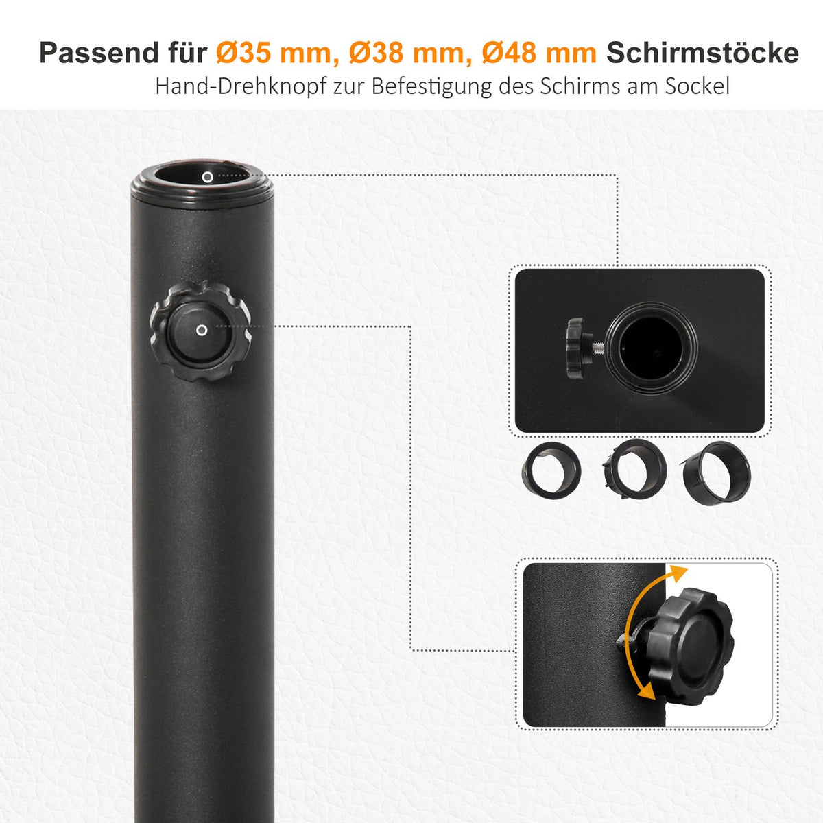 Parasol Stand Umbrella Stand Umbrella Holder Umbrella Base 13 Kg Stand Umbrella Ø35/38/48 Mm Metal + Cement Black 40 X 40 X 43 Cm