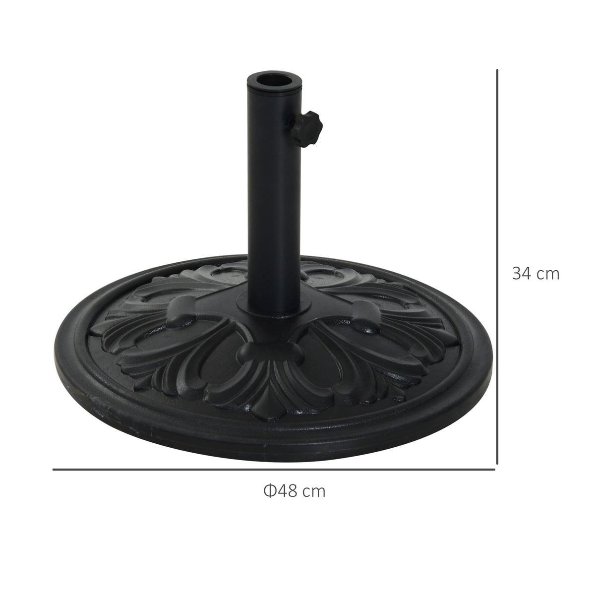 Parasol Stand Umbrella Stand Umbrella Holder Umbrella Base 13 Kg Stand Umbrella Ø35/Ø38/Ø48Mm Plastic + Cement Antique Black Ø48 X 34 Cm