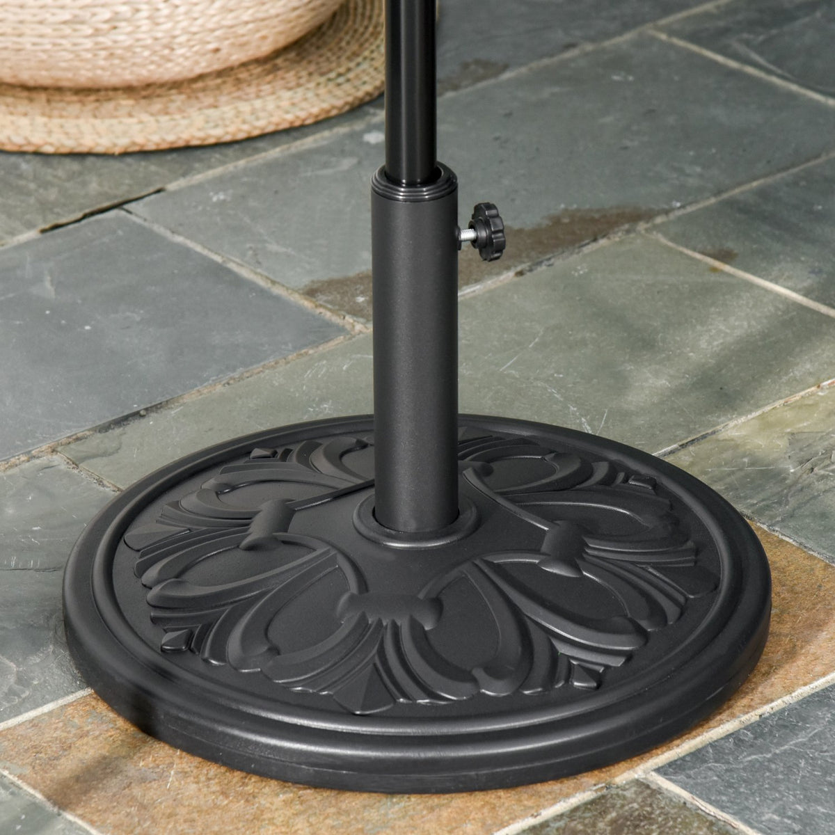 Parasol Stand Umbrella Stand Umbrella Holder Umbrella Base 13 Kg Stand Umbrella Ø35/Ø38/Ø48Mm Plastic + Cement Antique Black Ø48 X 34 Cm