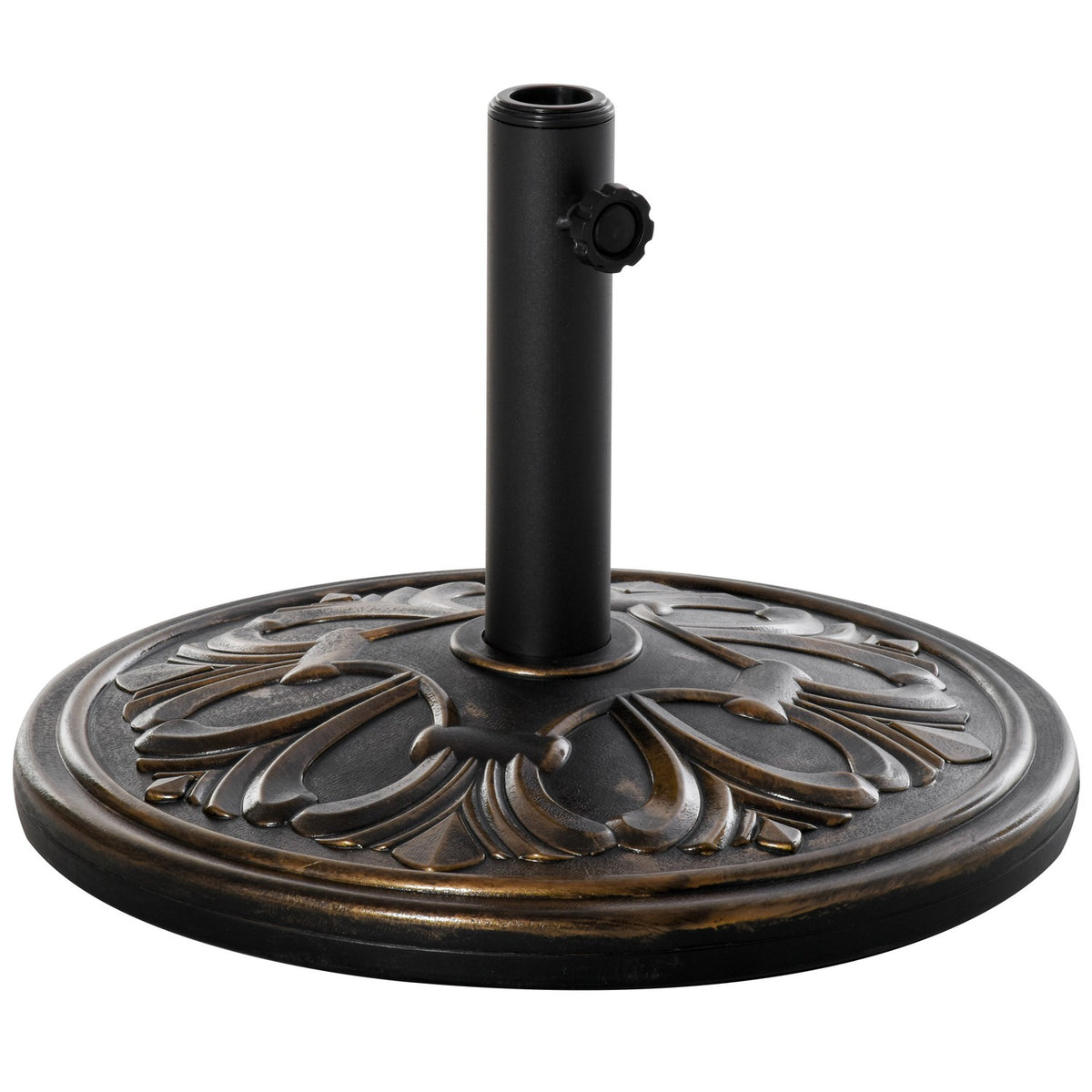 Parasol Stand Umbrella Stand Umbrella Holder Umbrella Base 13 Kg Stand Umbrella Ø35/Ø38/Ø48Mm Plastic + Cement Antique Bronze Ø48 X 34 Cm