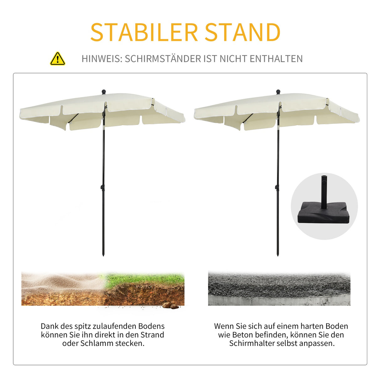Parasol Uv Protection Garden Umbrella Foldable, Perfect For Balcony & Beach, Cream White & Black