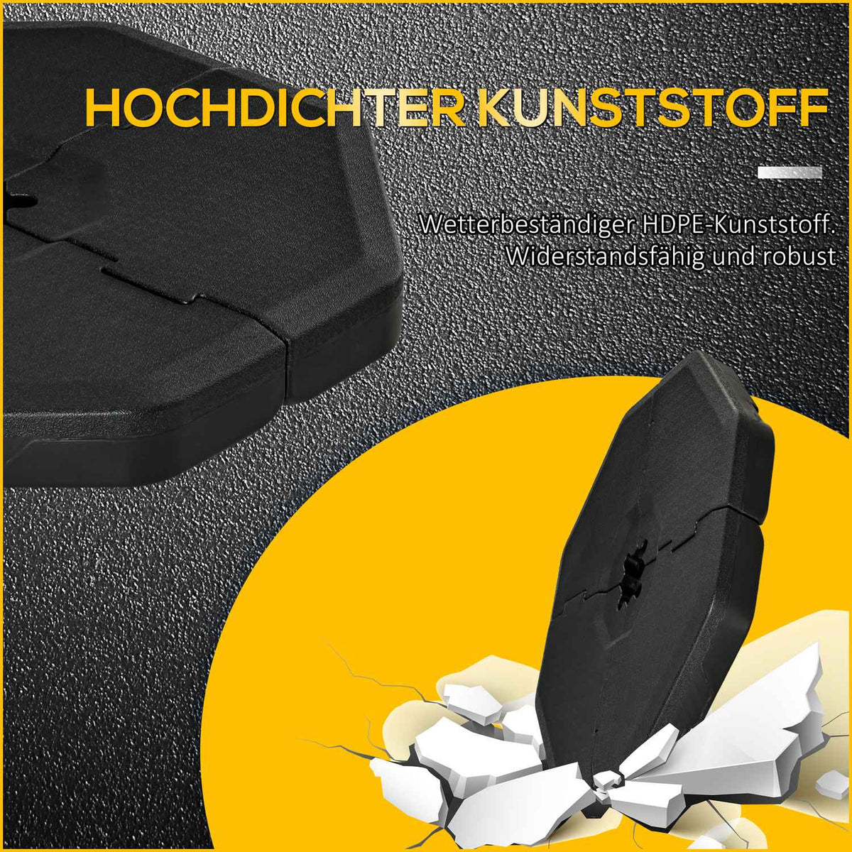 Parasol Weight 4 Pieces. Umbrella Weight For Cantilever Umbrella Ground Cross Sand/Water Can Be Filled Up To 140 Kg Hdpe Black