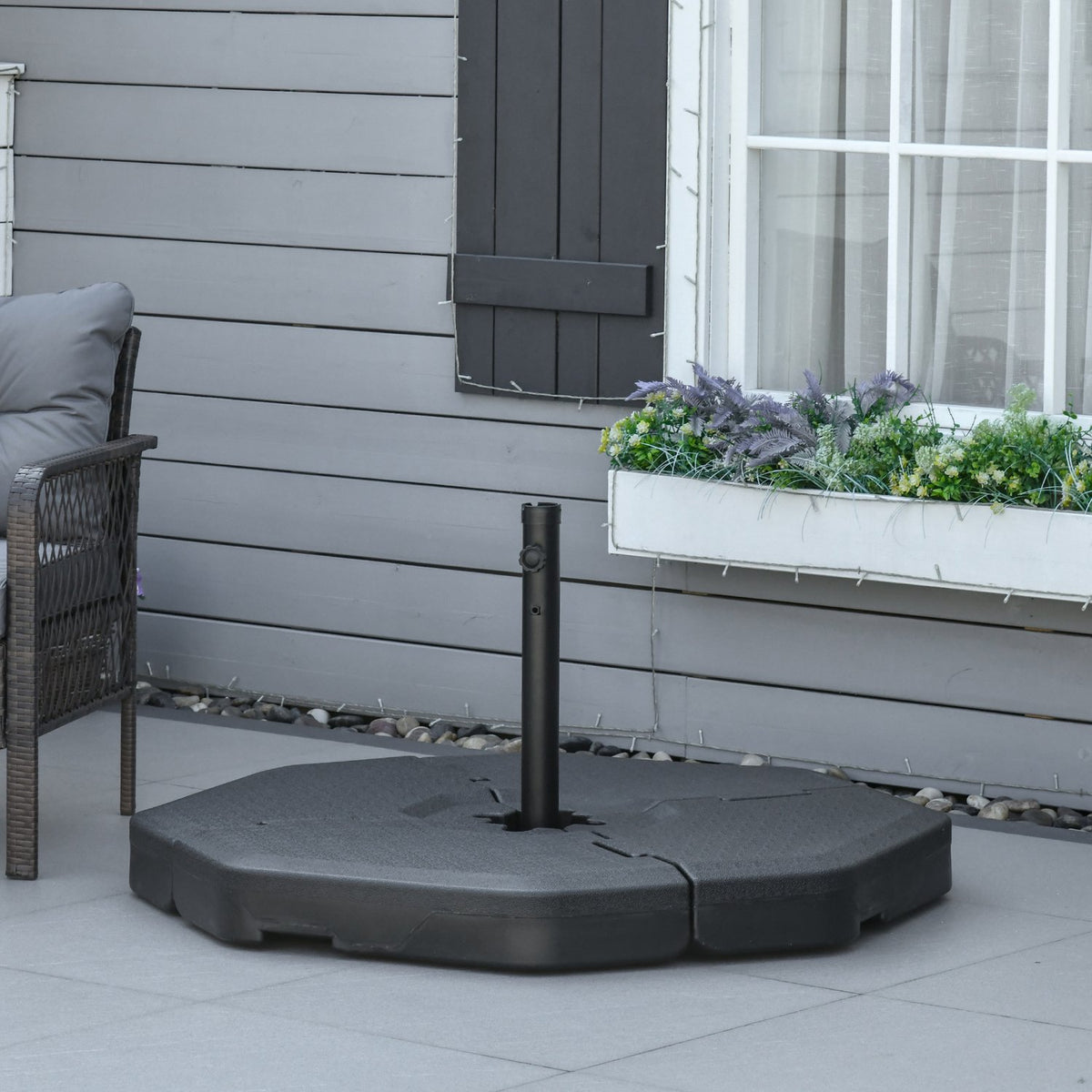 Parasol Weight 4 Pieces. Umbrella Weight For Cantilever Umbrella Ground Cross Sand/Water Can Be Filled Up To 140 Kg Hdpe Black