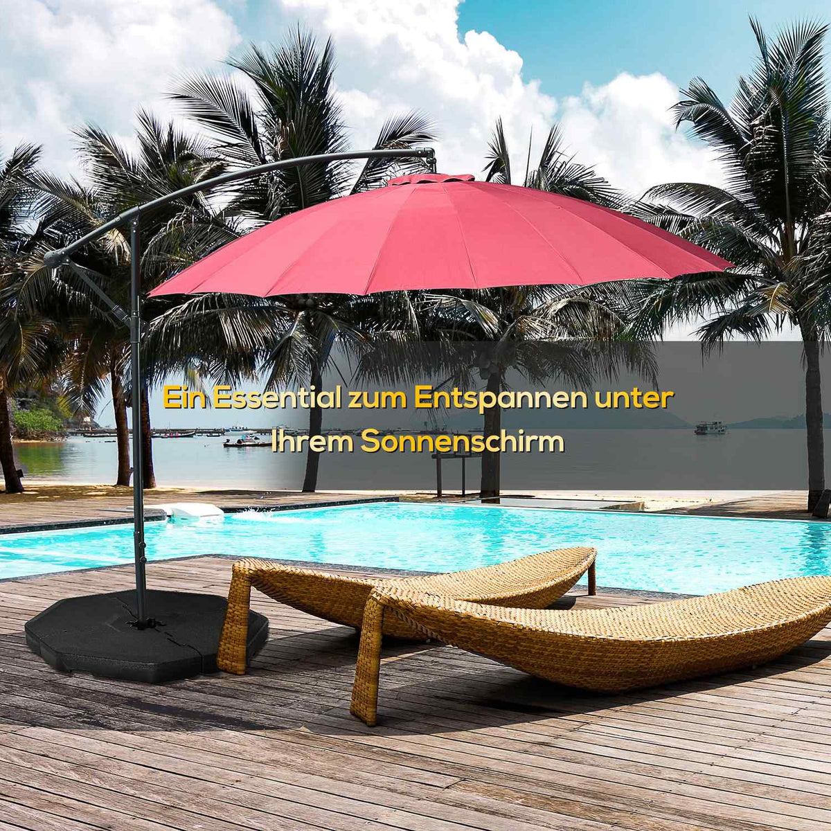Parasol Weight 4 Pieces. Umbrella Weight For Cantilever Umbrella Ground Cross Sand/Water Can Be Filled Up To 140 Kg Hdpe Black