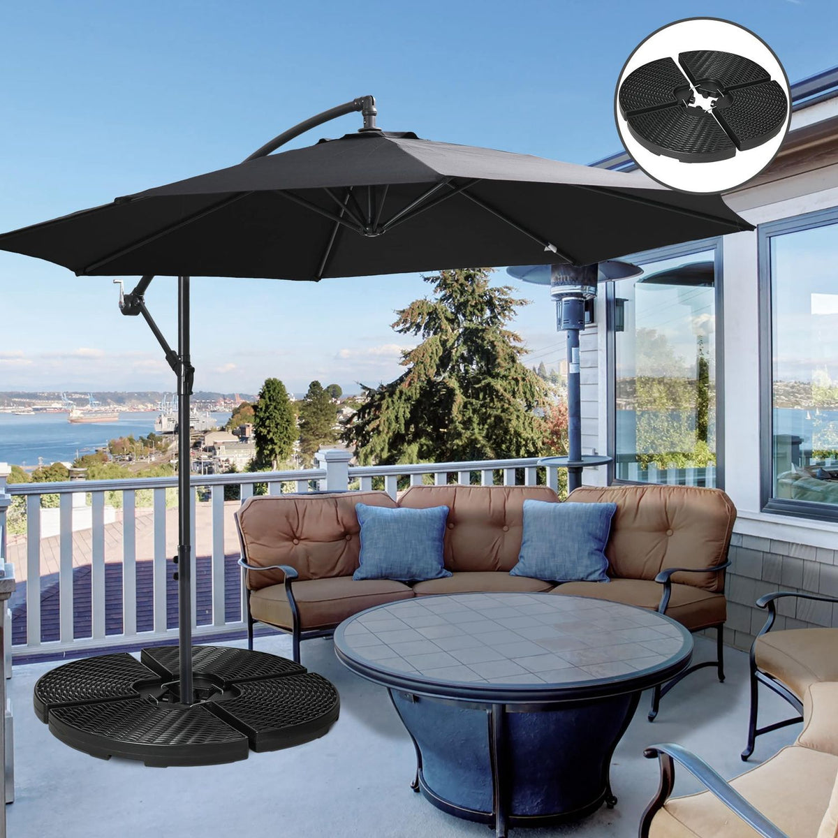Parasol Weight Umbrella Weight For Cantilever Umbrella, Weatherproof, 52 Kg Water/68 Kg Sand, Hdpe