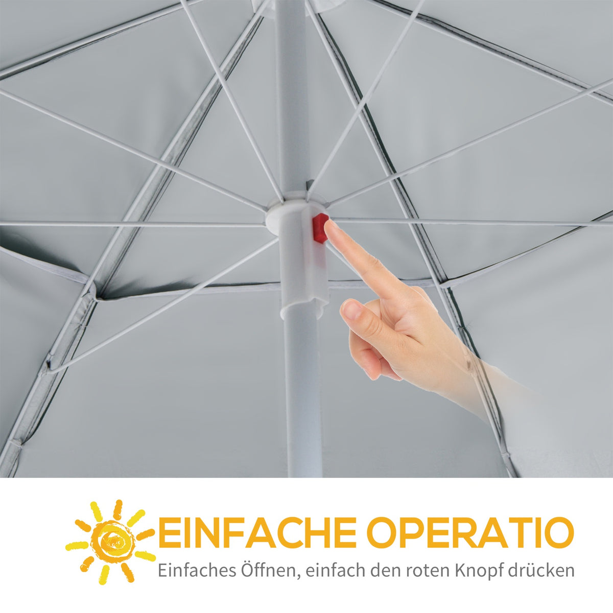 Parasol With Wind Protection 2 In 1 Beach Umbrella & Beach Shelter, Dark Green, Φ210Xh222Cm