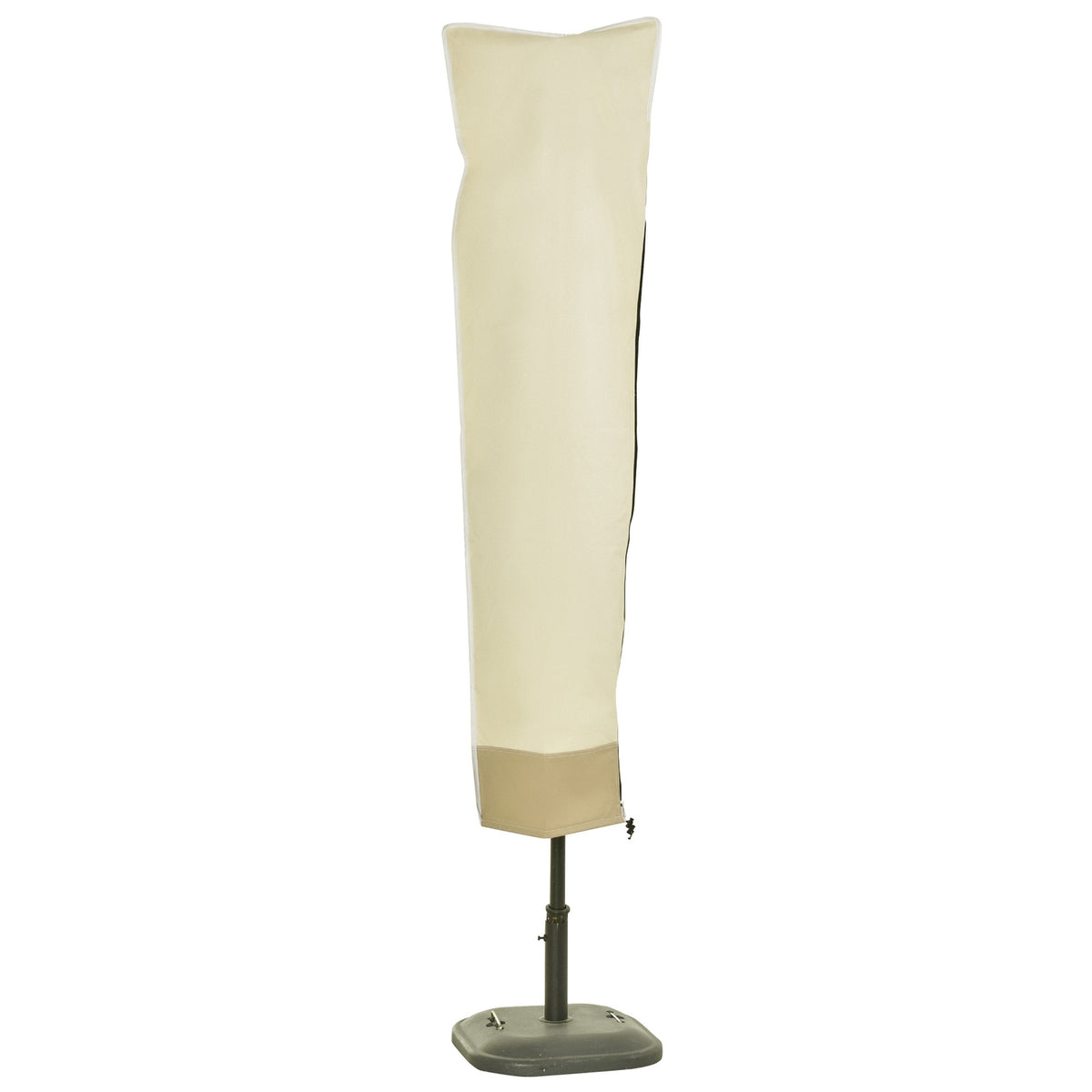 Parasol protective cover up to Ø300cm cover with zipper, Oxford fabric, beige + coffee, Ø30x190cm