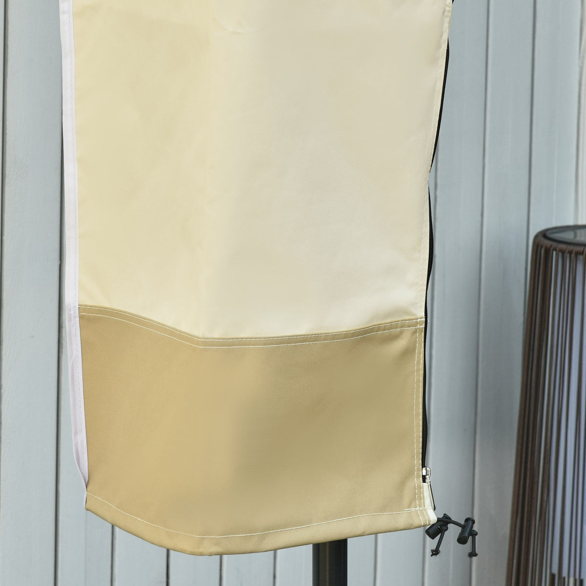 Parasol protective cover up to Ø300cm cover with zipper, Oxford fabric, beige + coffee, Ø30x190cm