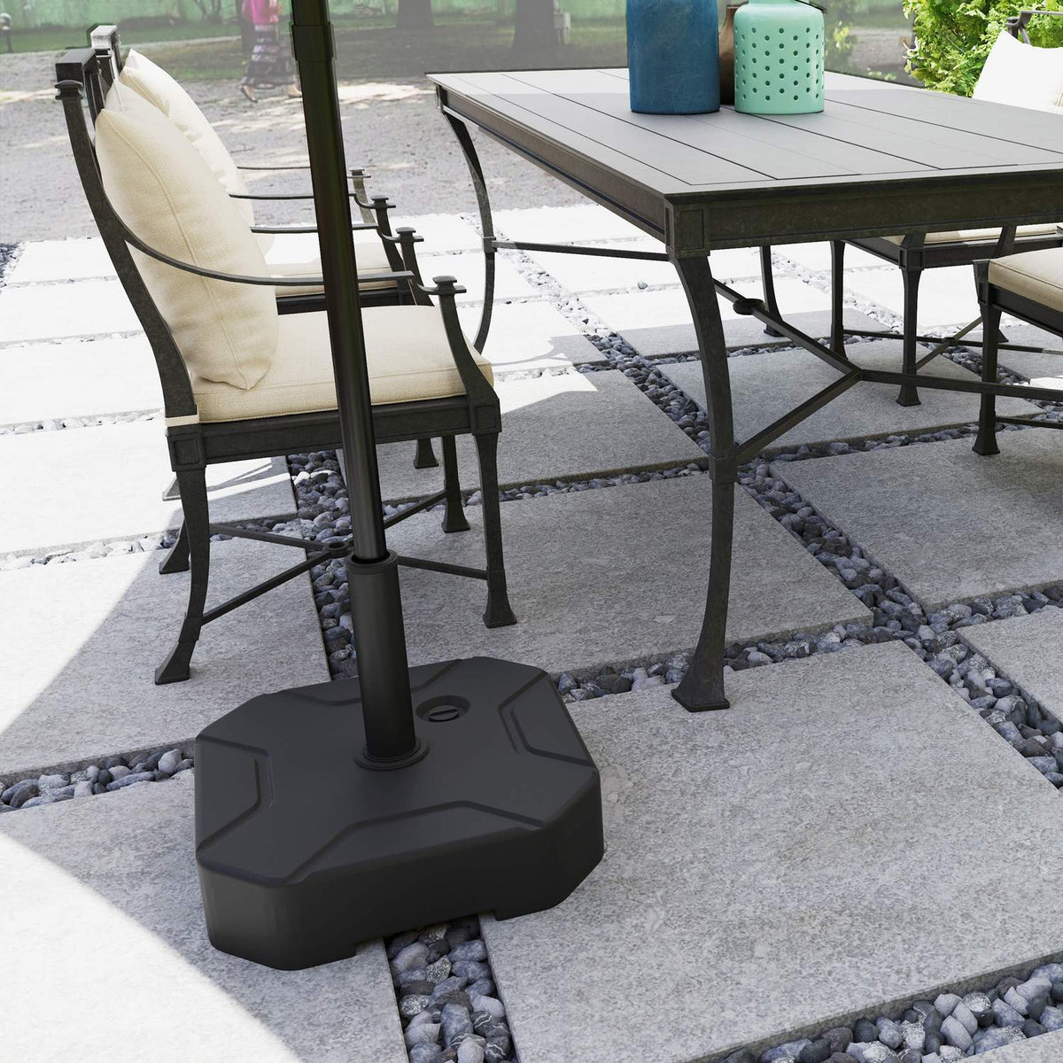 Parasol stand can be filled up to 25 kg, umbrella stand, square umbrella holder, umbrella weight, stand for parasol 38/48 mm tube diameter, for balcony, terrace, garden, black |