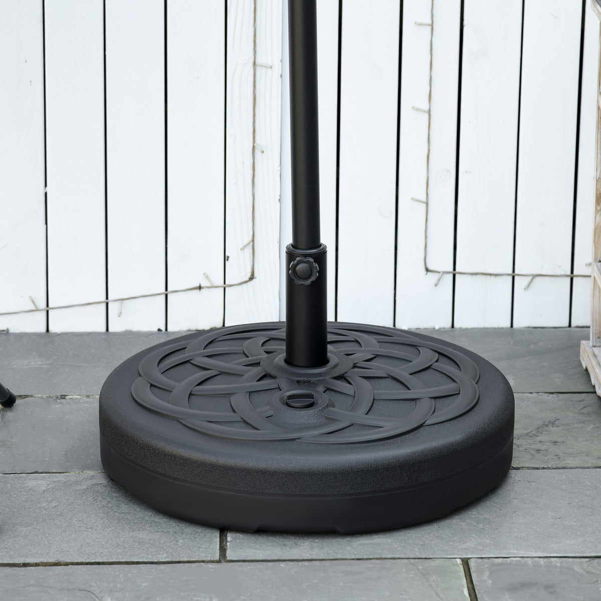 Parasol stand can be filled up to 35 kg Umbrella stand, round umbrella holder, umbrella weight, stand for parasol Ø38/48 mm, for balcony, terrace, garden, black