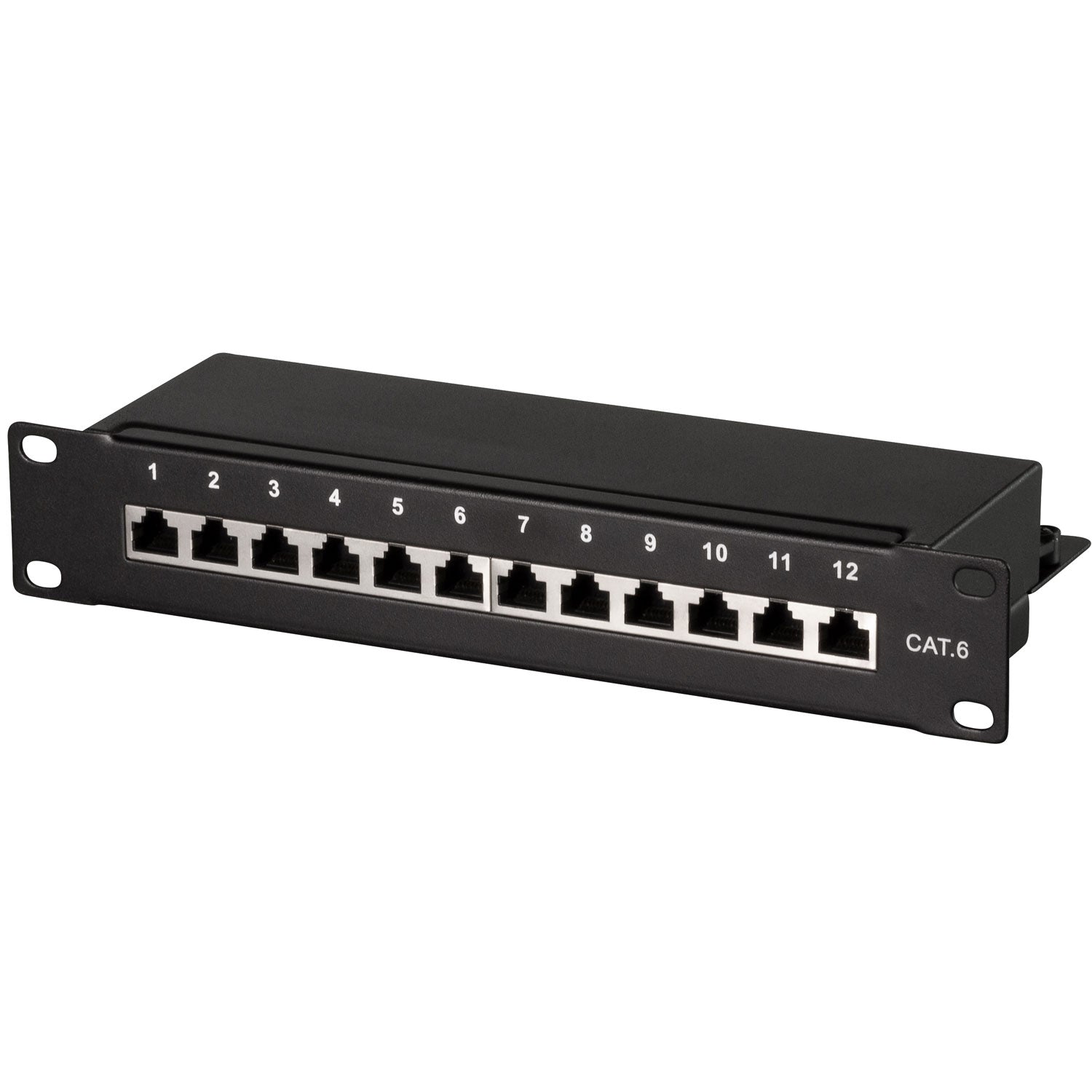 Patch panel 12-port Cat6 for 10" rack U1 Black