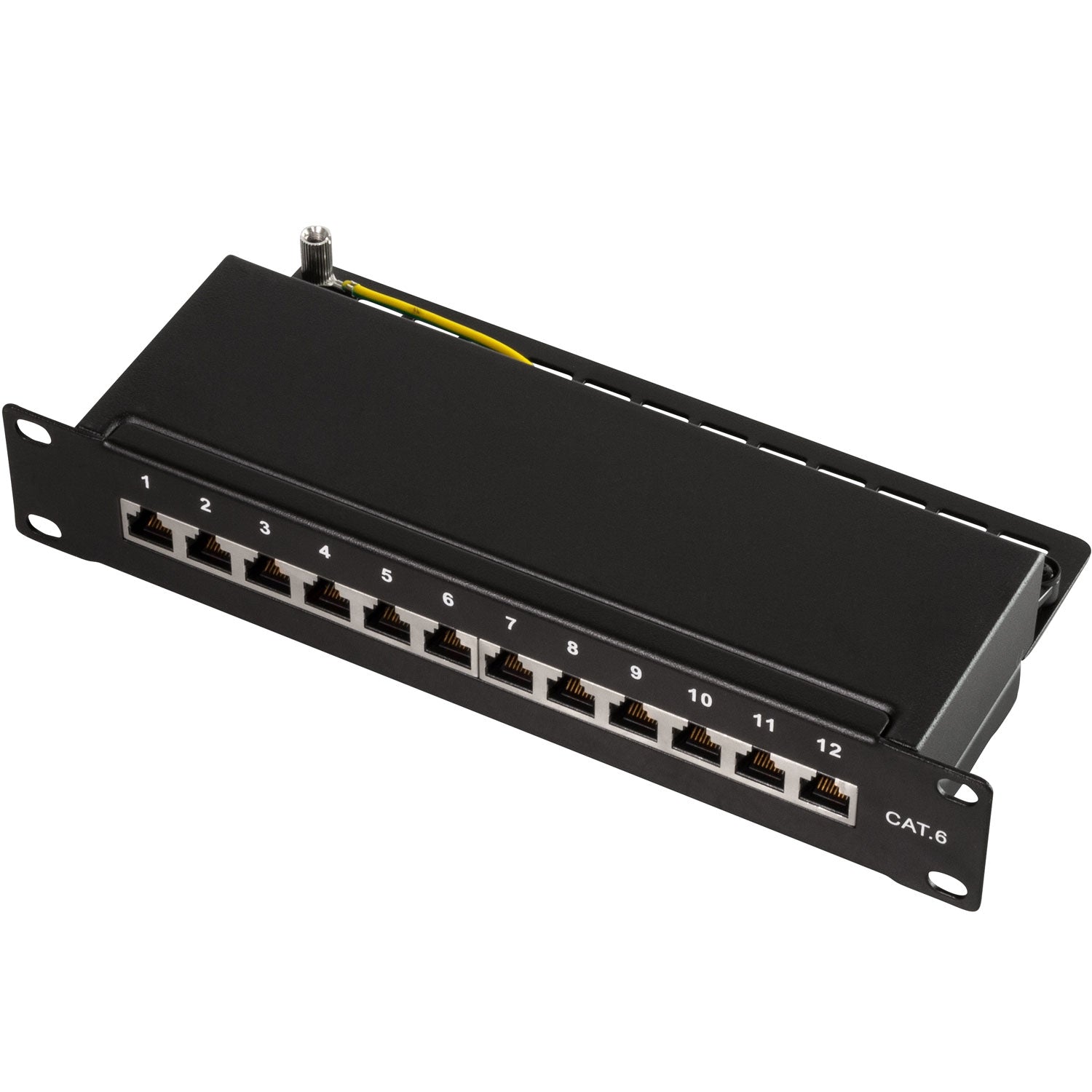 Patch panel 12-port Cat6 for 10" rack U1 Black