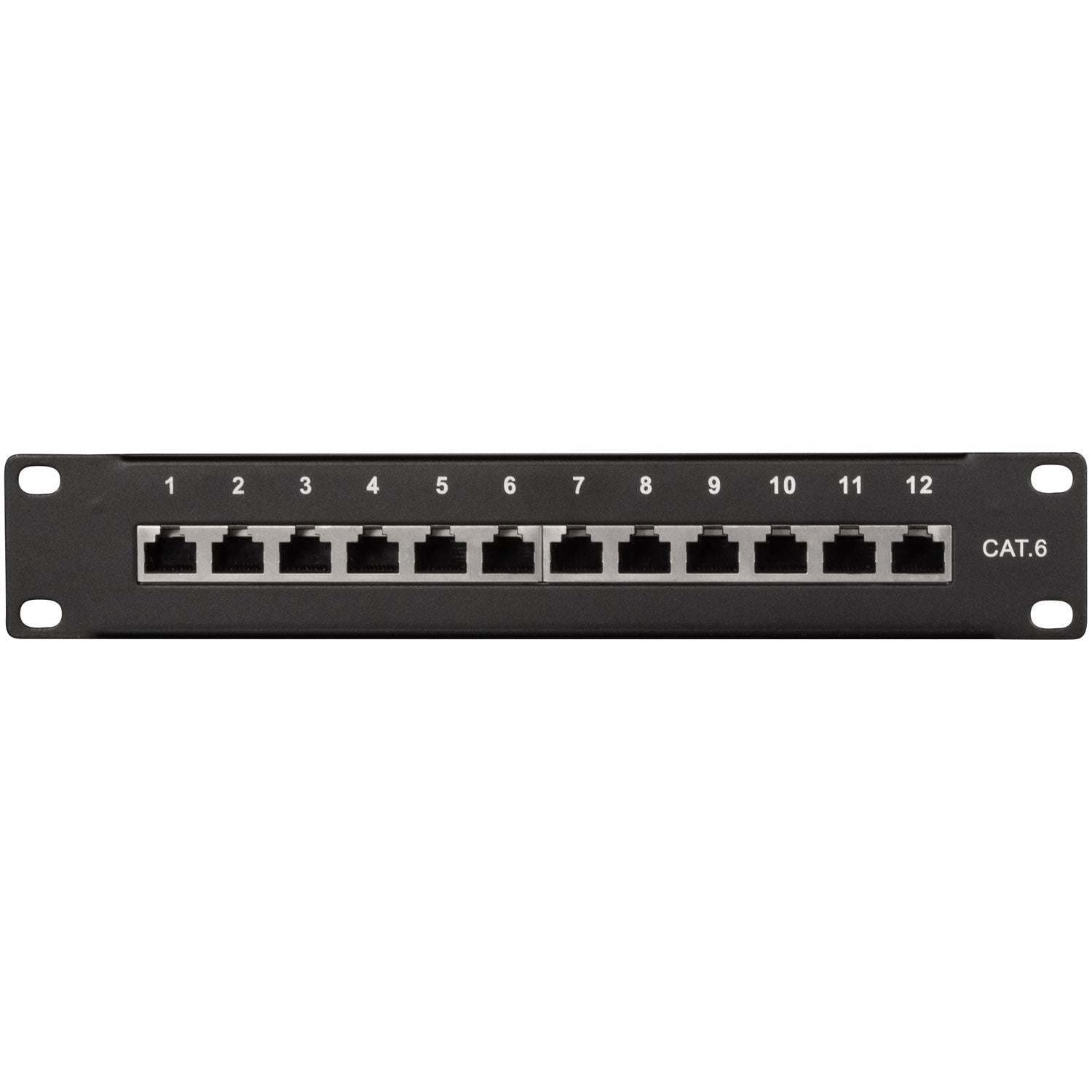 Patch panel 12-port Cat6 for 10" rack U1 Black