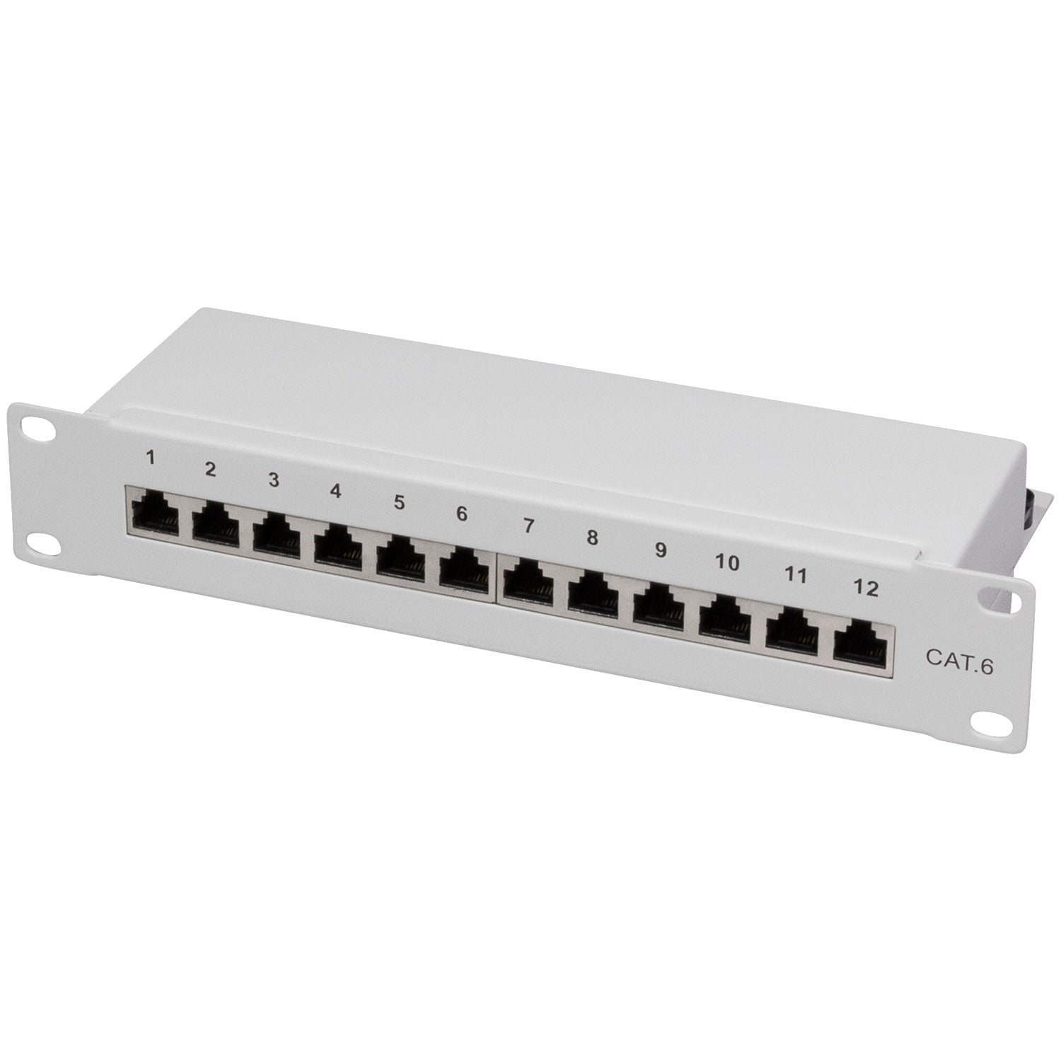 Patch panel 12-ports Cat6 for 10" rack U1 Grey