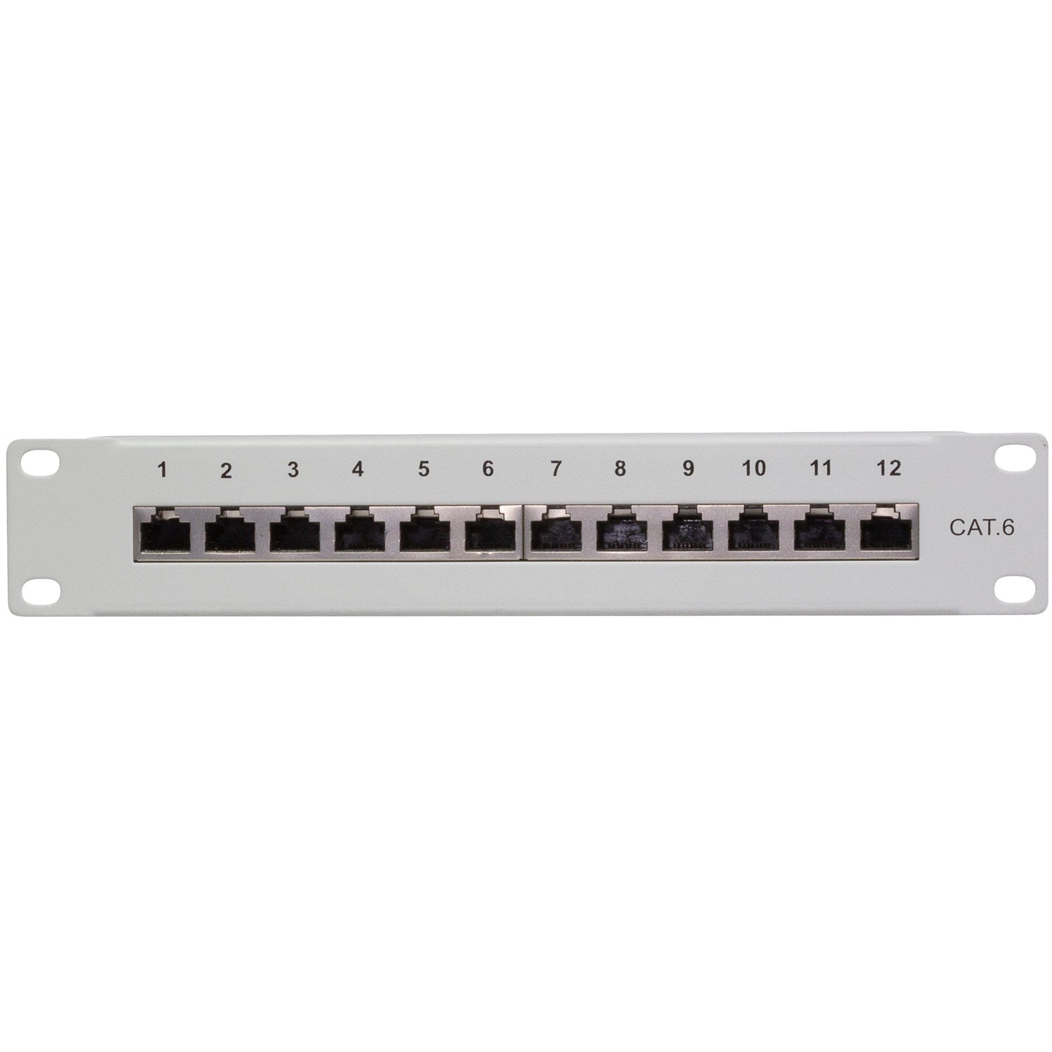 Patch panel 12-ports Cat6 for 10" rack U1 Grey