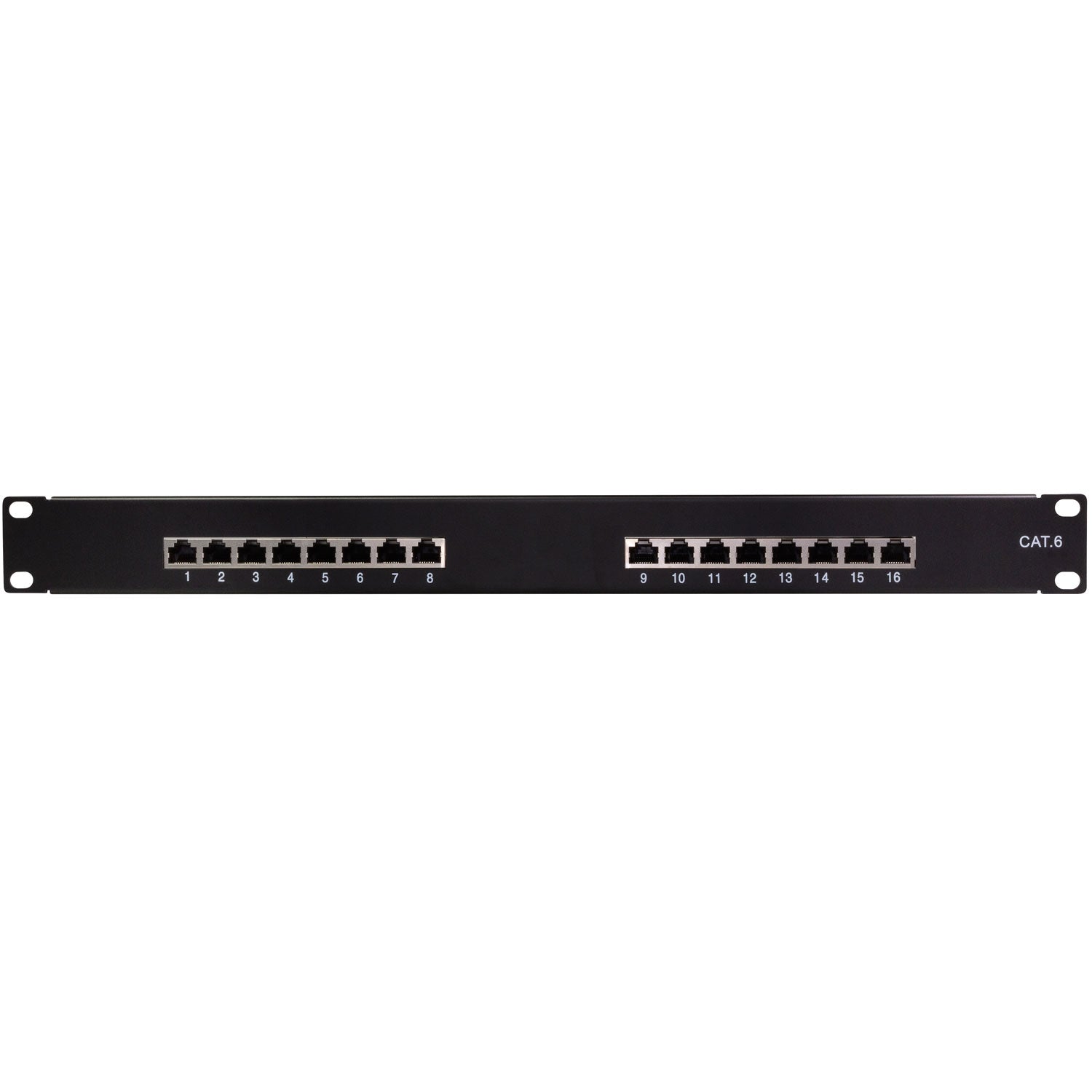 Patch panel 16-ports Cat6 for 19" rack U1 Black