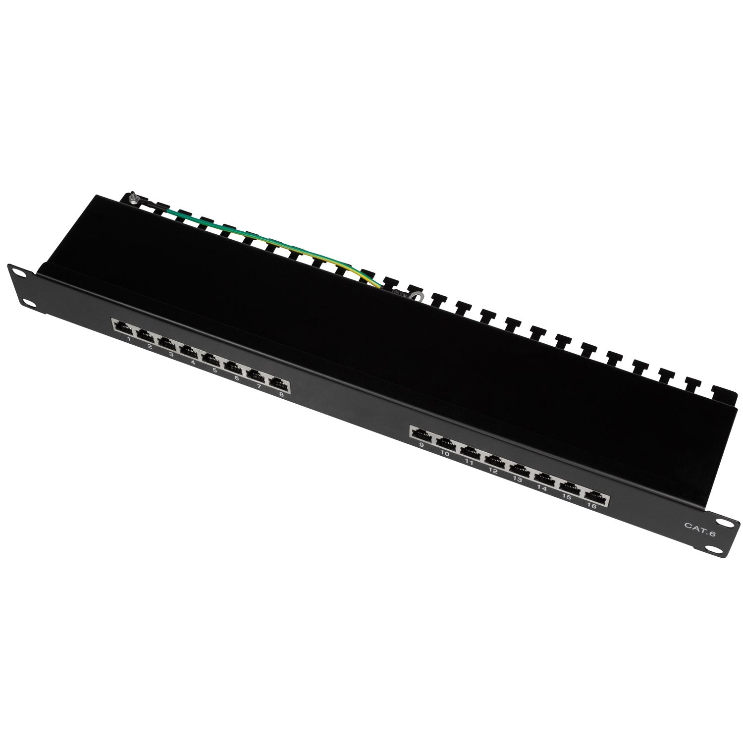 Patch panel 16-ports Cat6 for 19" rack U1 Black