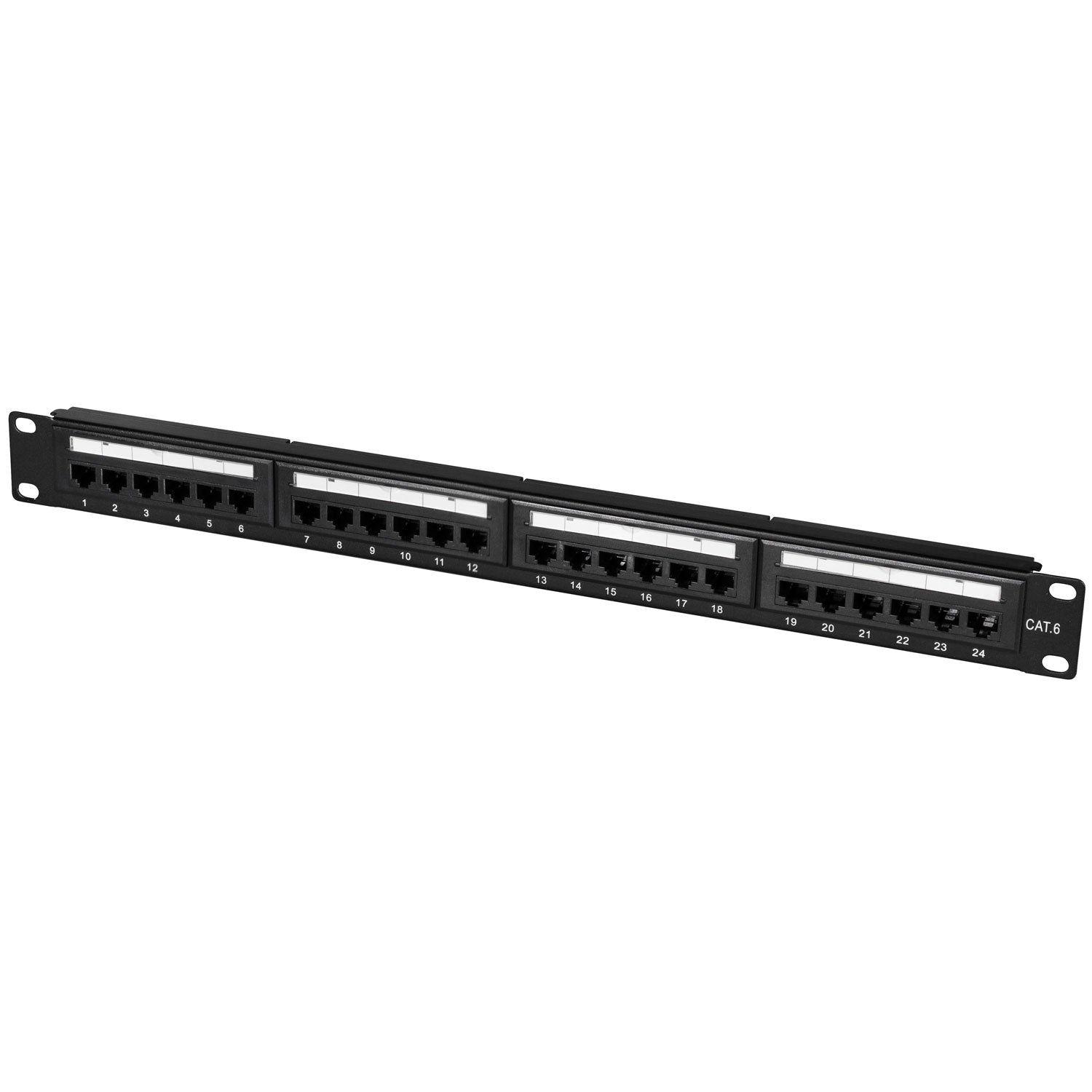 Patch panel 24-ports Cat6 for 19" rack U1 Black