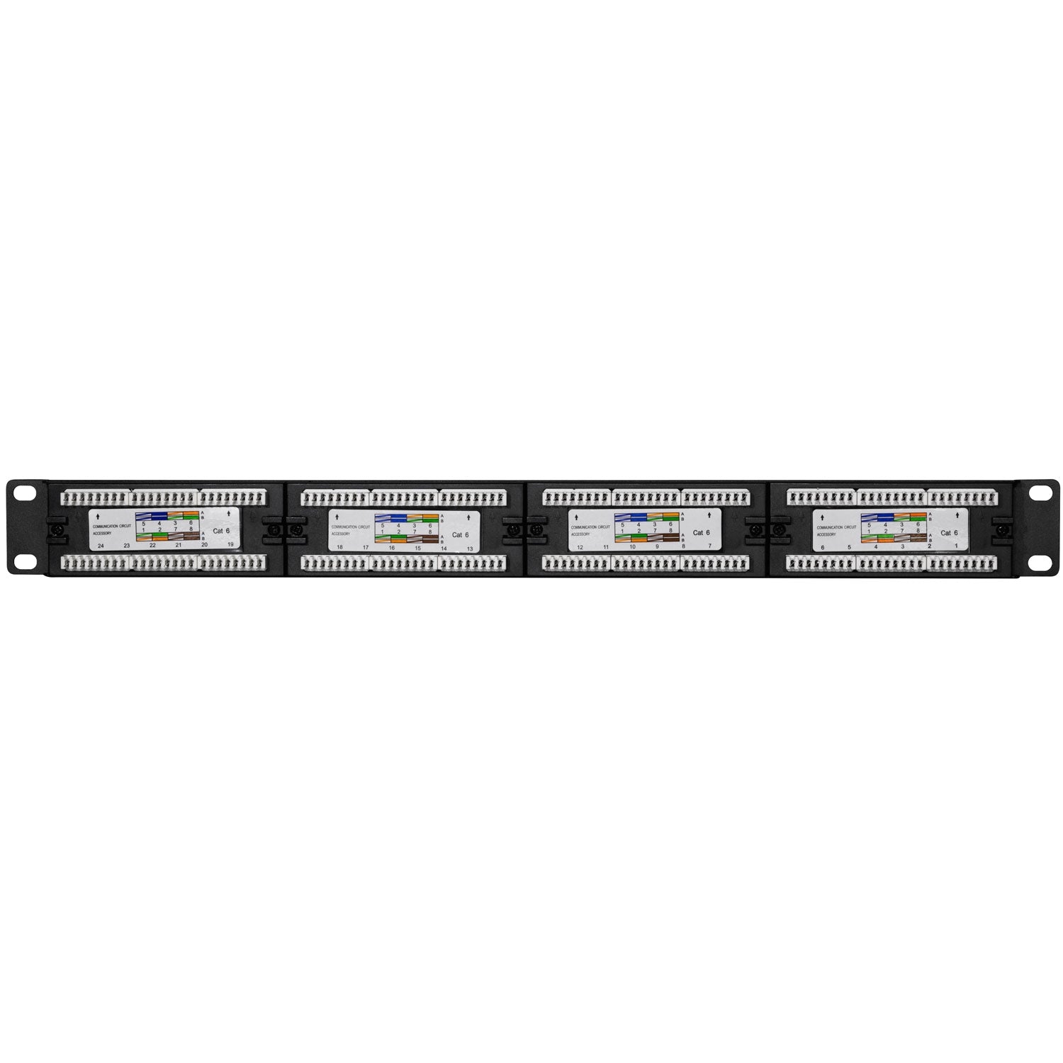 Patch panel 24-ports Cat6 for 19" rack U1 Black