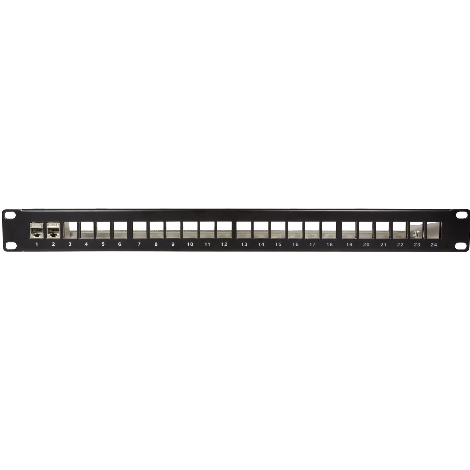 Patch panel for 24 Keystone sockets for 19" rack U1 Black