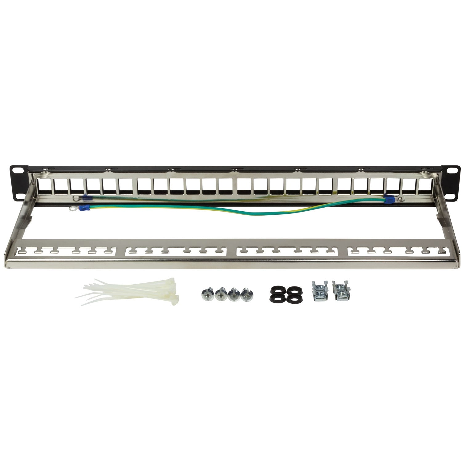 Patch panel for 24 Keystone sockets for 19" rack U1 Black