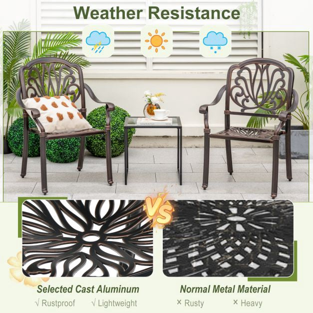 Patio Dining Chairs, 2-Pack Cast Aluminum Armchairs
